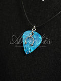 Plectrum Necklace 'Pierced x3' in blue, silver