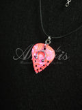 Plectrum Necklace 'Pierced x7' in pink, silver