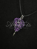 Plectrum Necklace 'Pierced and spiked' in purple, silver