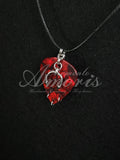 Plectrum Necklace 'Pierced x3' in red, silver