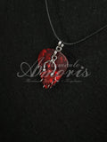 Plectrum Necklace 'Pierced x7' in red, silver