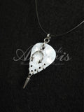 Plectrum Necklace 'Pierced and spiked' in white, silver