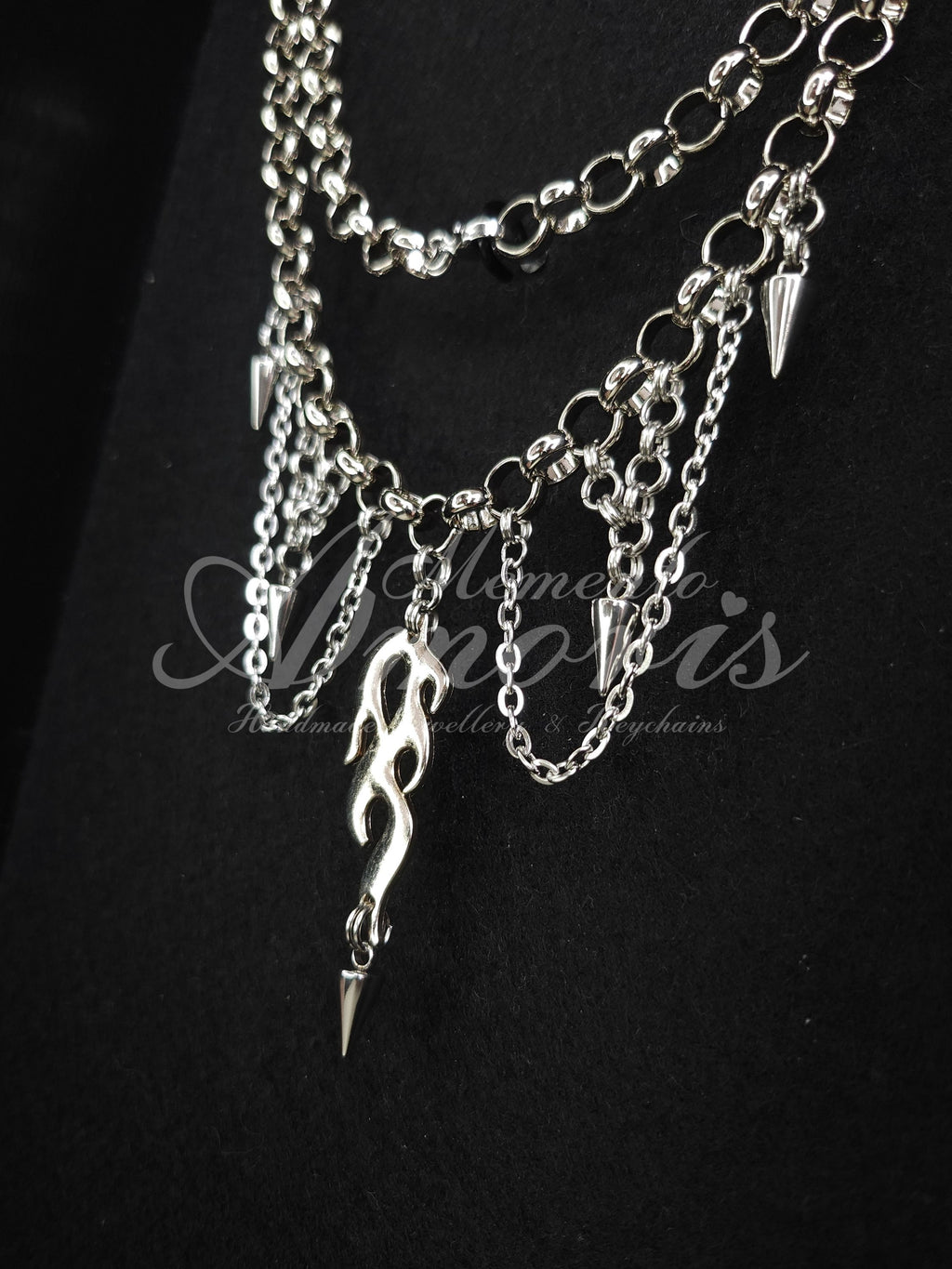 Spiked Flame Necklace in silver