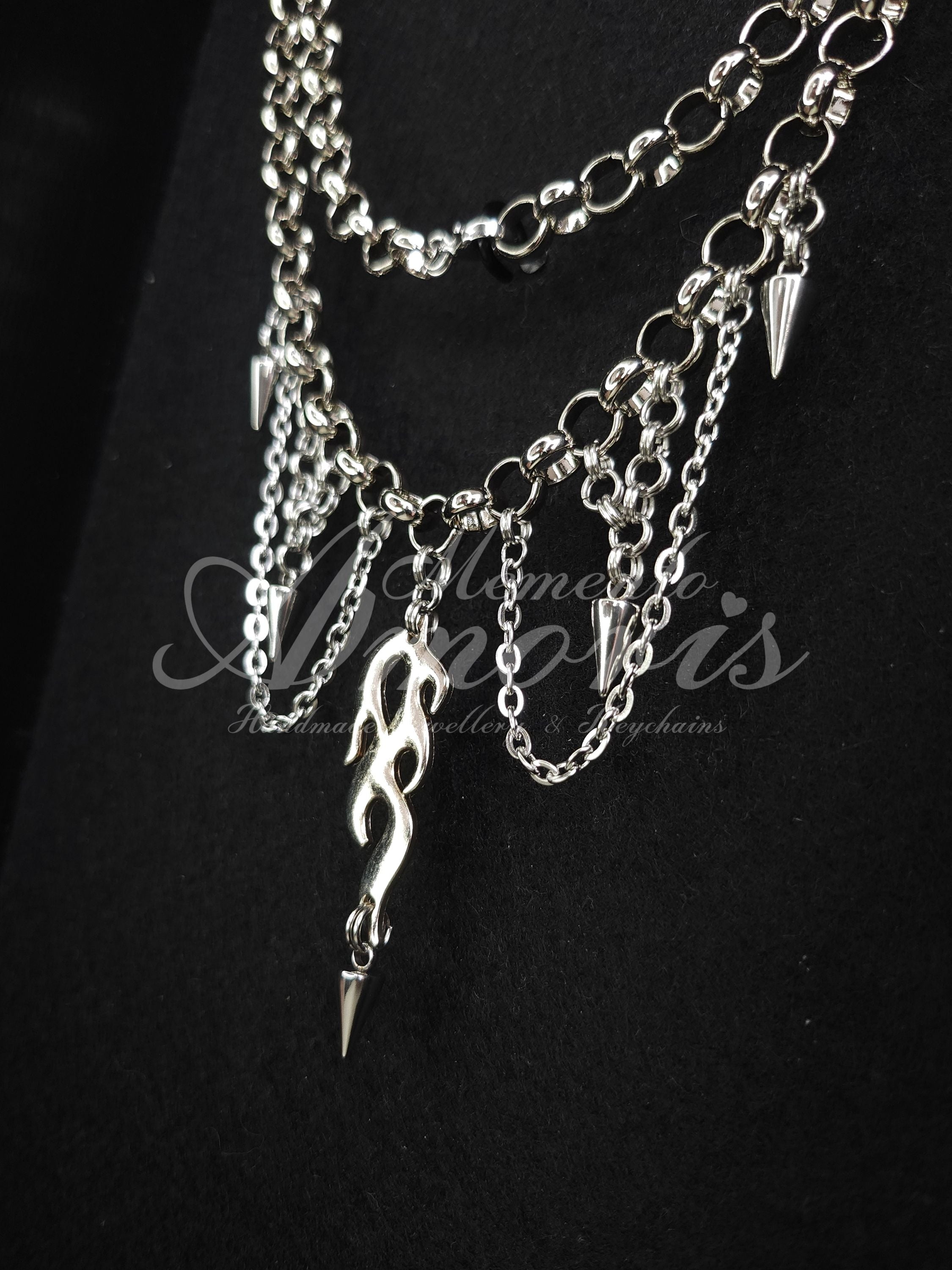 Spiked Flame Necklace in silver