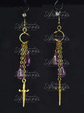 Fantastical Earrings in gold, purple