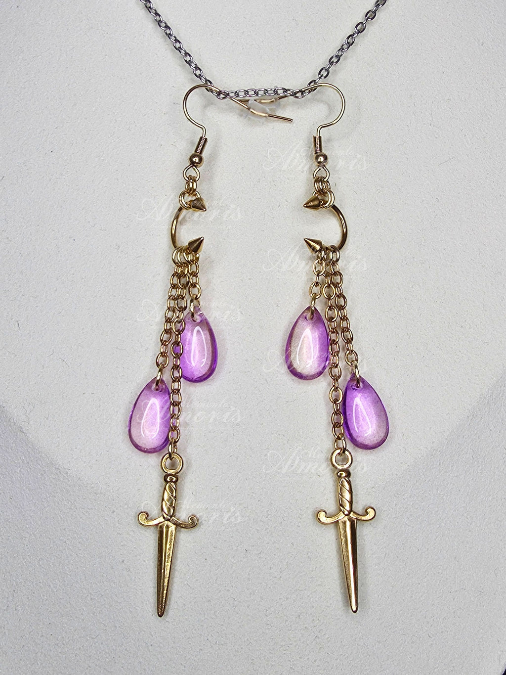 Fantastical Earrings in gold, purple