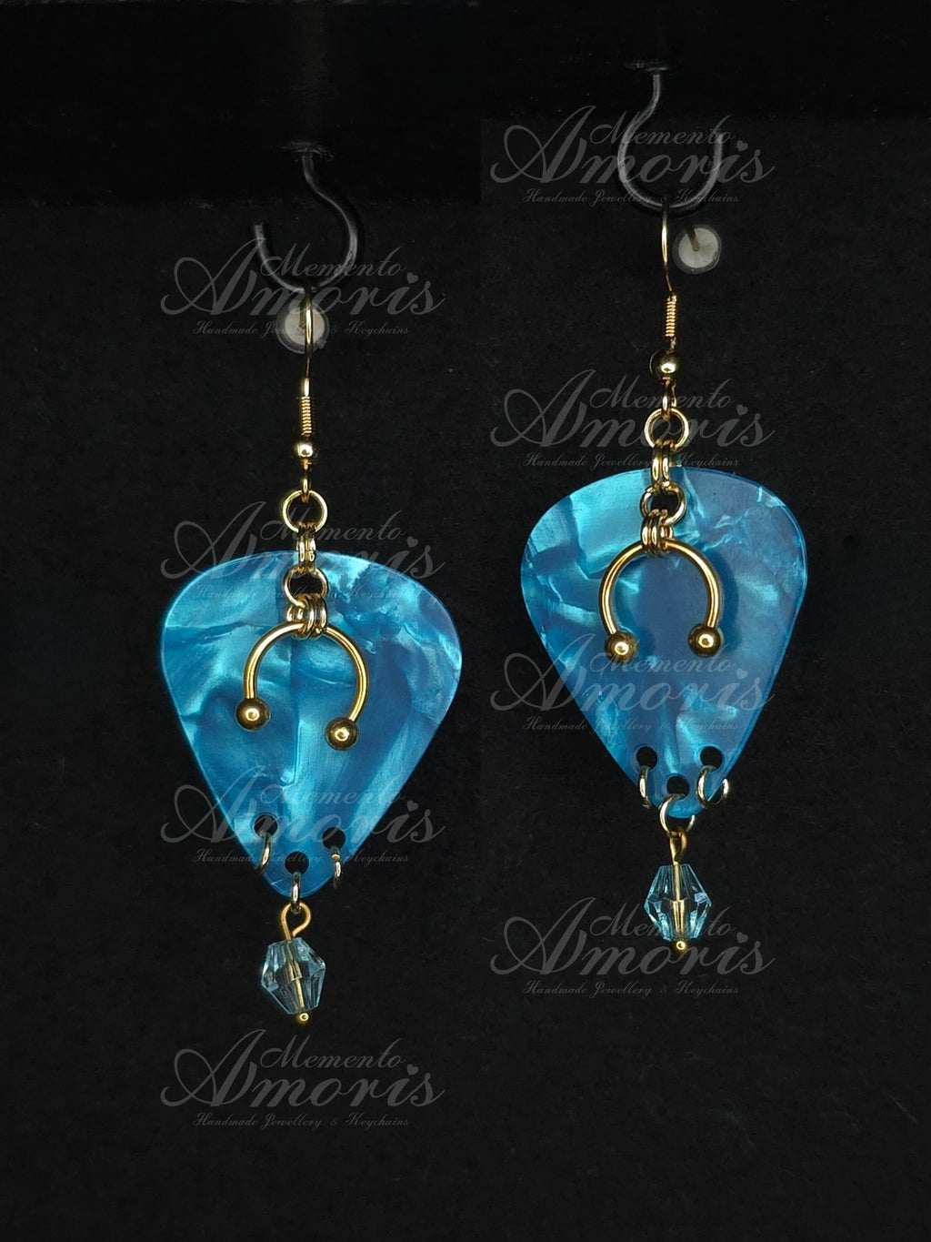 Plectrum Earrings 'Enchanted' in blue, gold