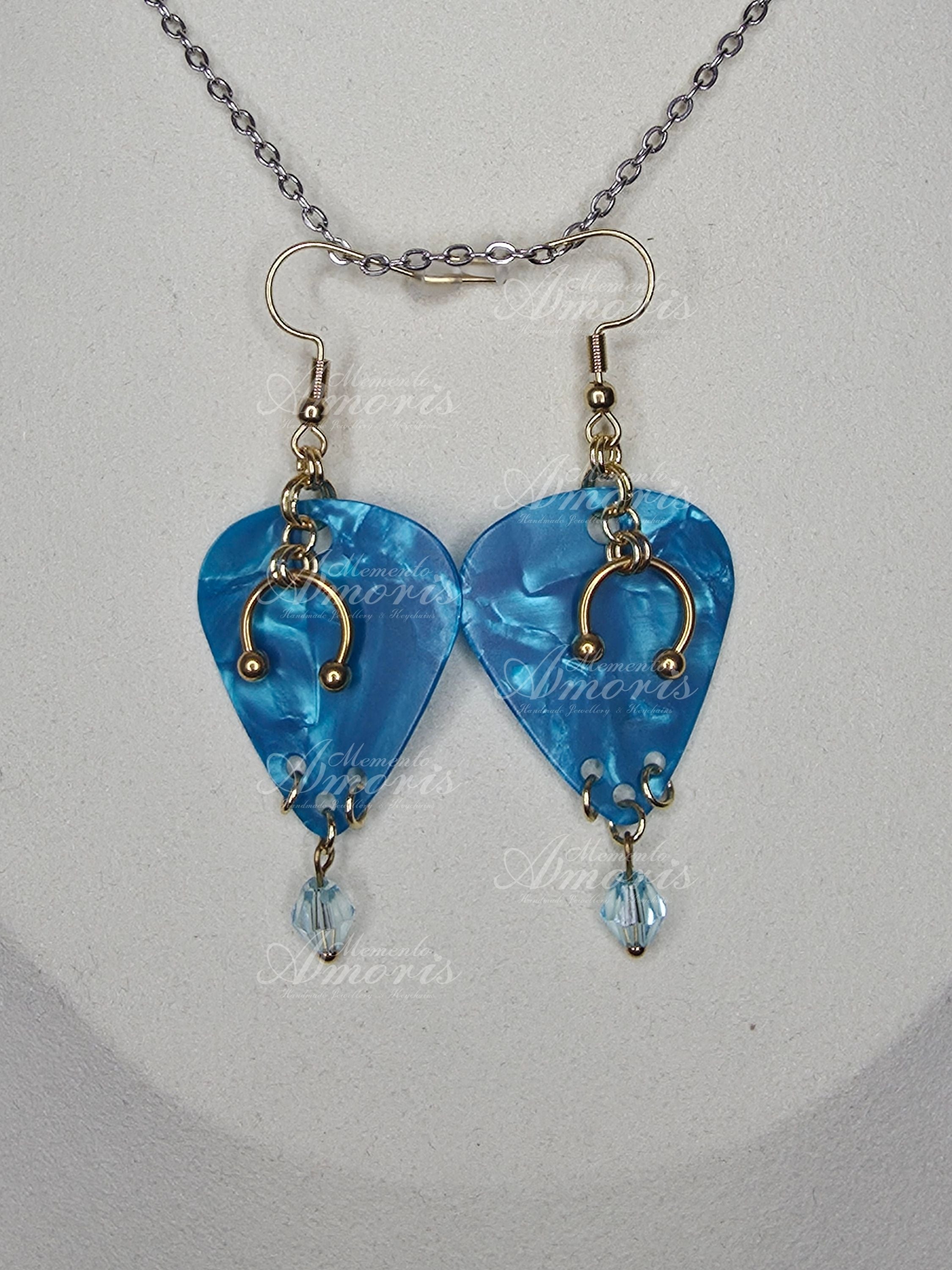 Plectrum Earrings 'Enchanted' in blue, gold
