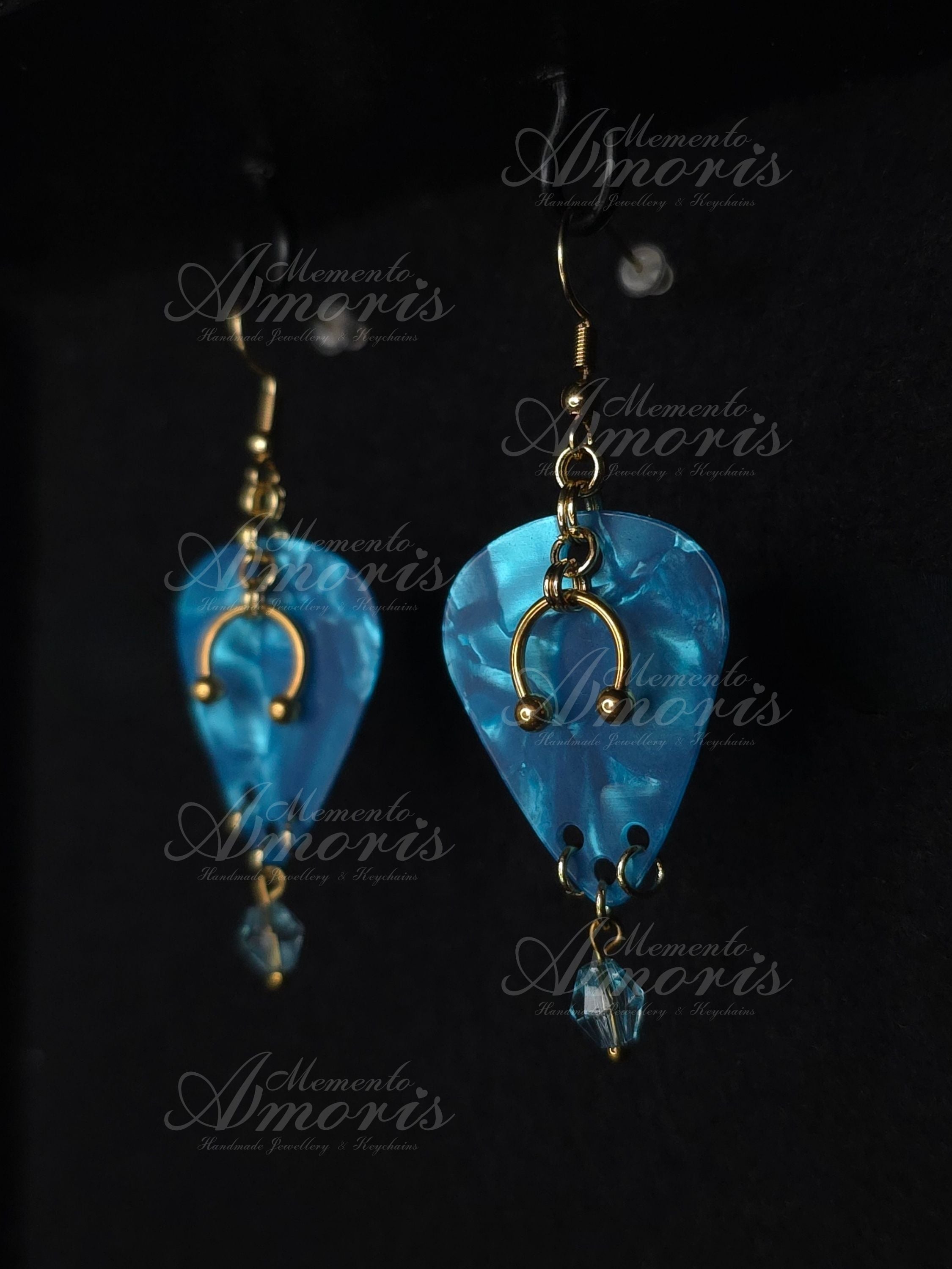 Plectrum Earrings 'Enchanted' in blue, gold