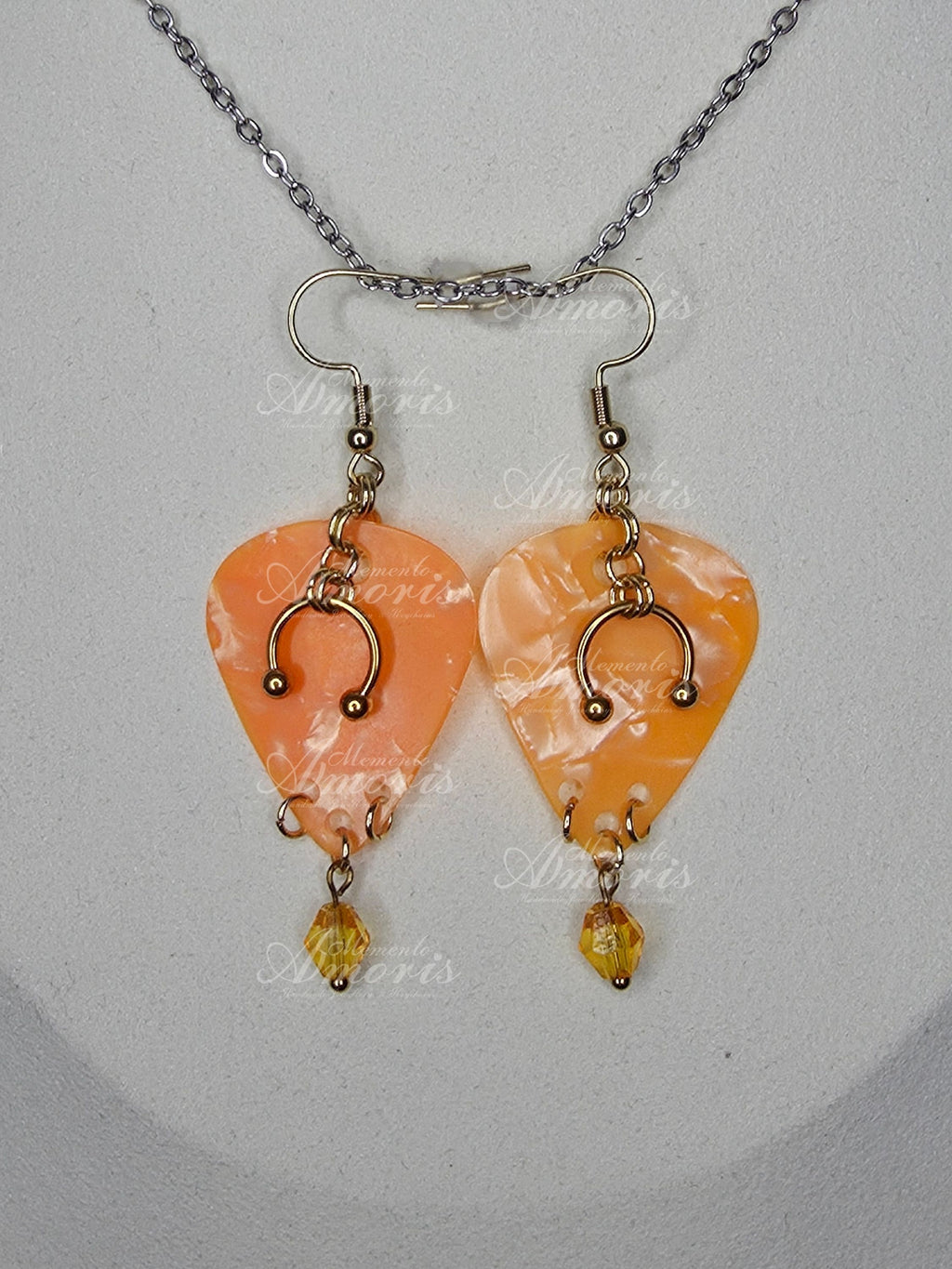 Plectrum Earrings 'Enchanted' in orange, gold