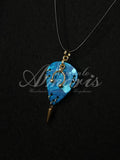 Plectrum Necklace 'Pierced and spiked' in blue, gold