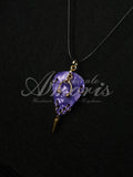 Plectrum Necklace 'Pierced and spiked' in purple, gold