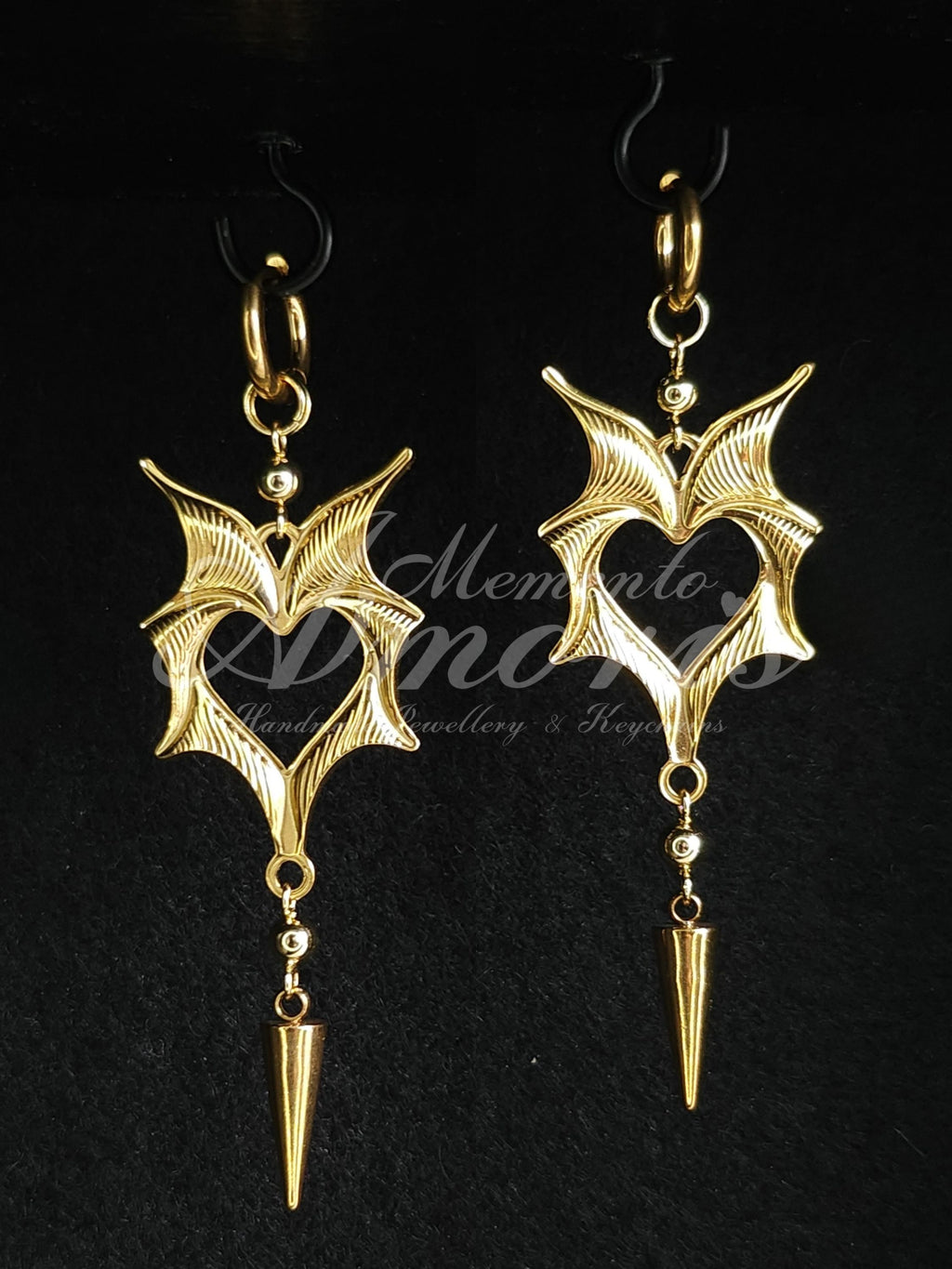 Wicked Heart Earrings in gold