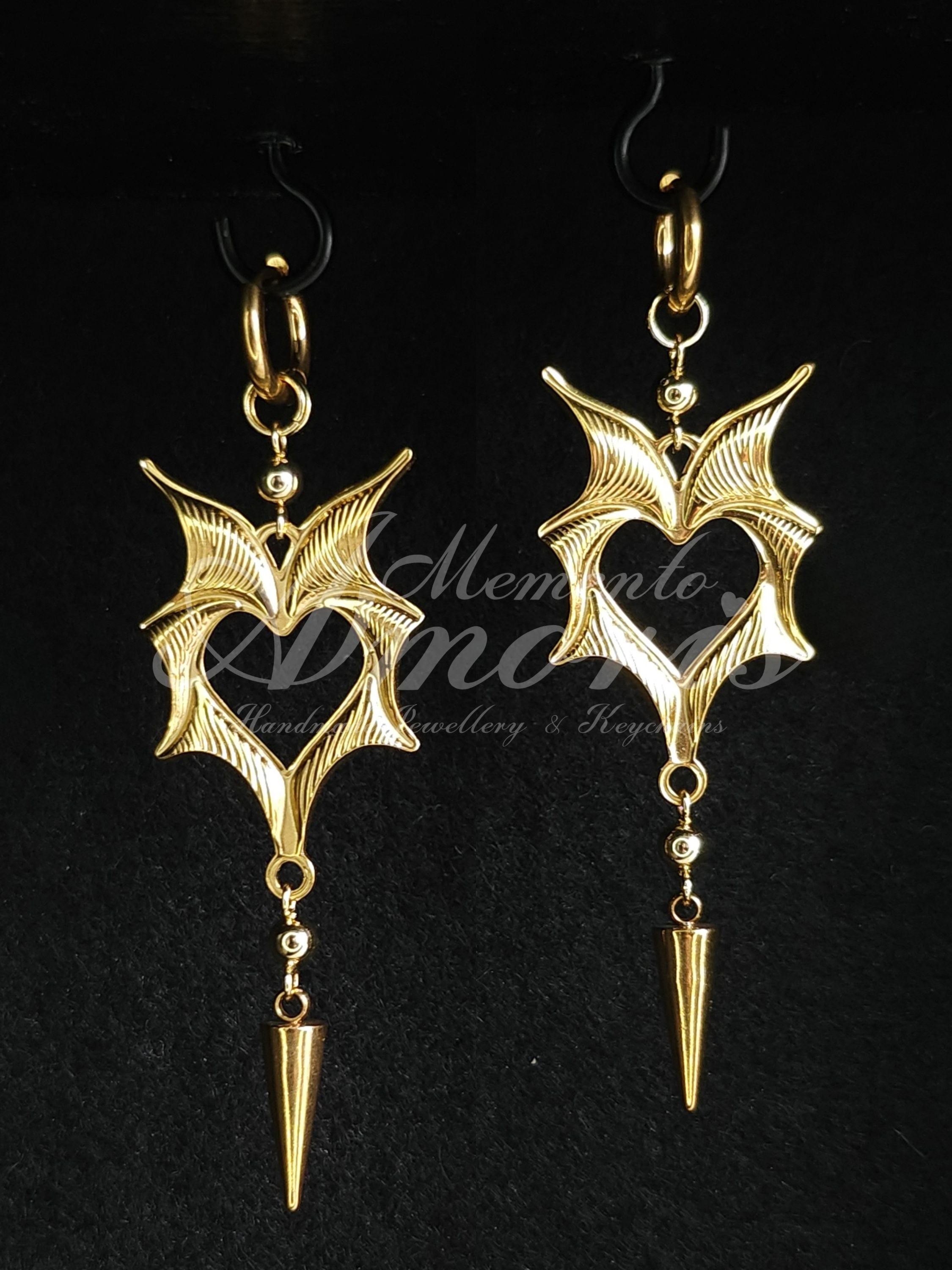 Wicked Heart Earrings in gold