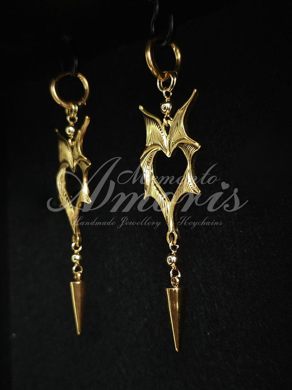 Wicked Heart Earrings in gold
