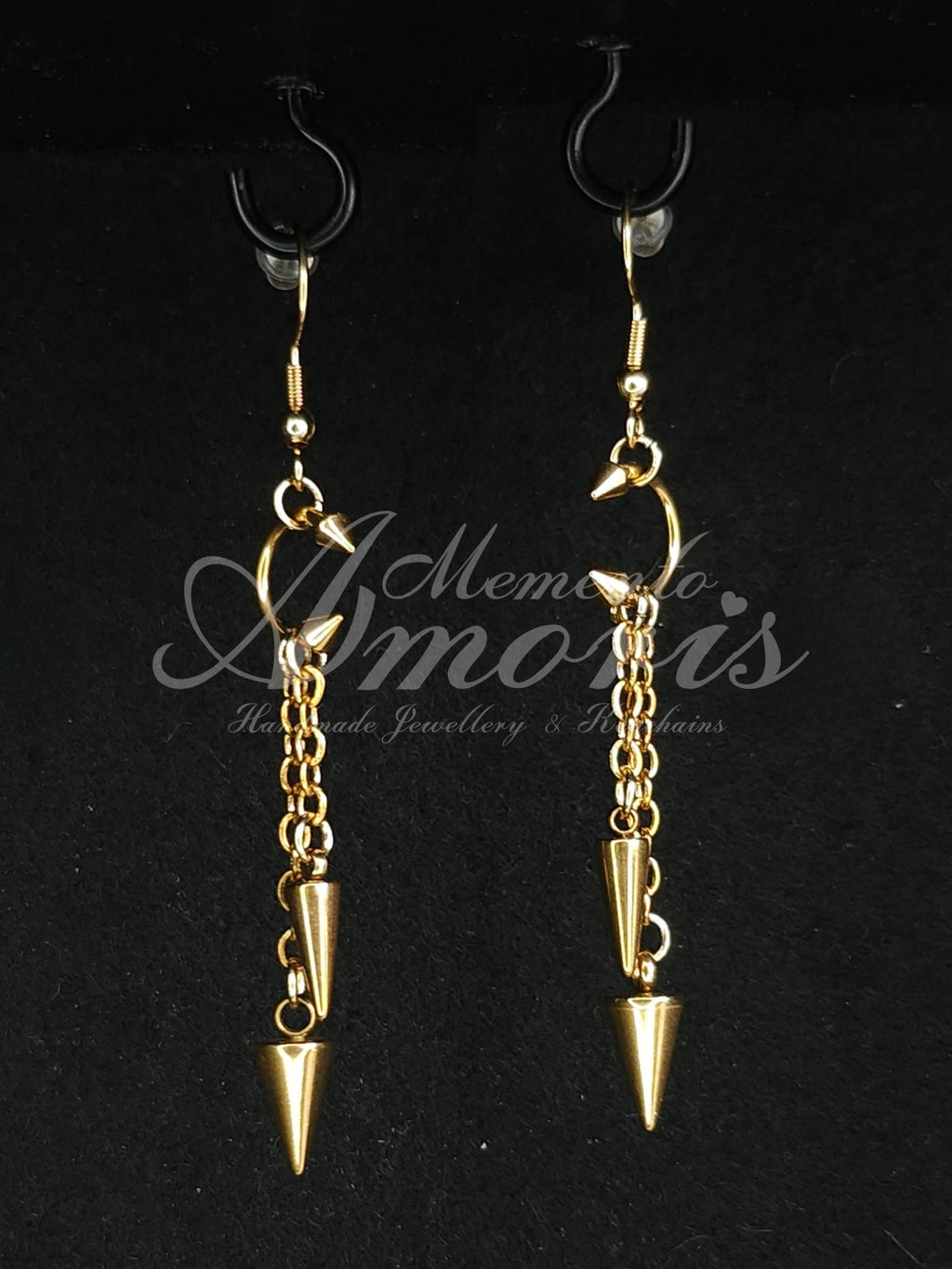 Double Spiked Septum Earrings in gold