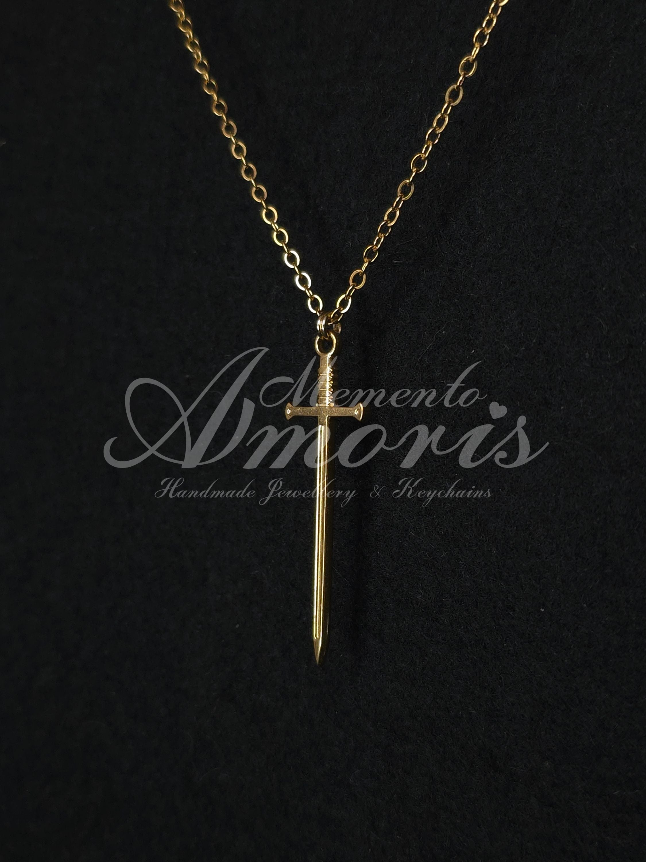 Knight's Sword Necklace in gold