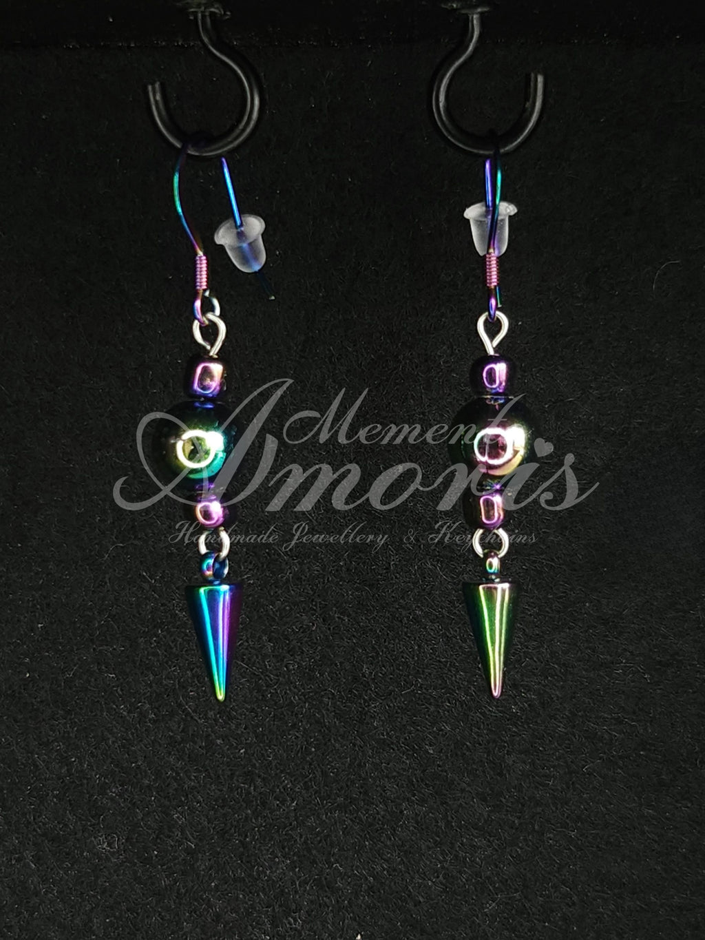 Beaded Spike Earrings in rainbow