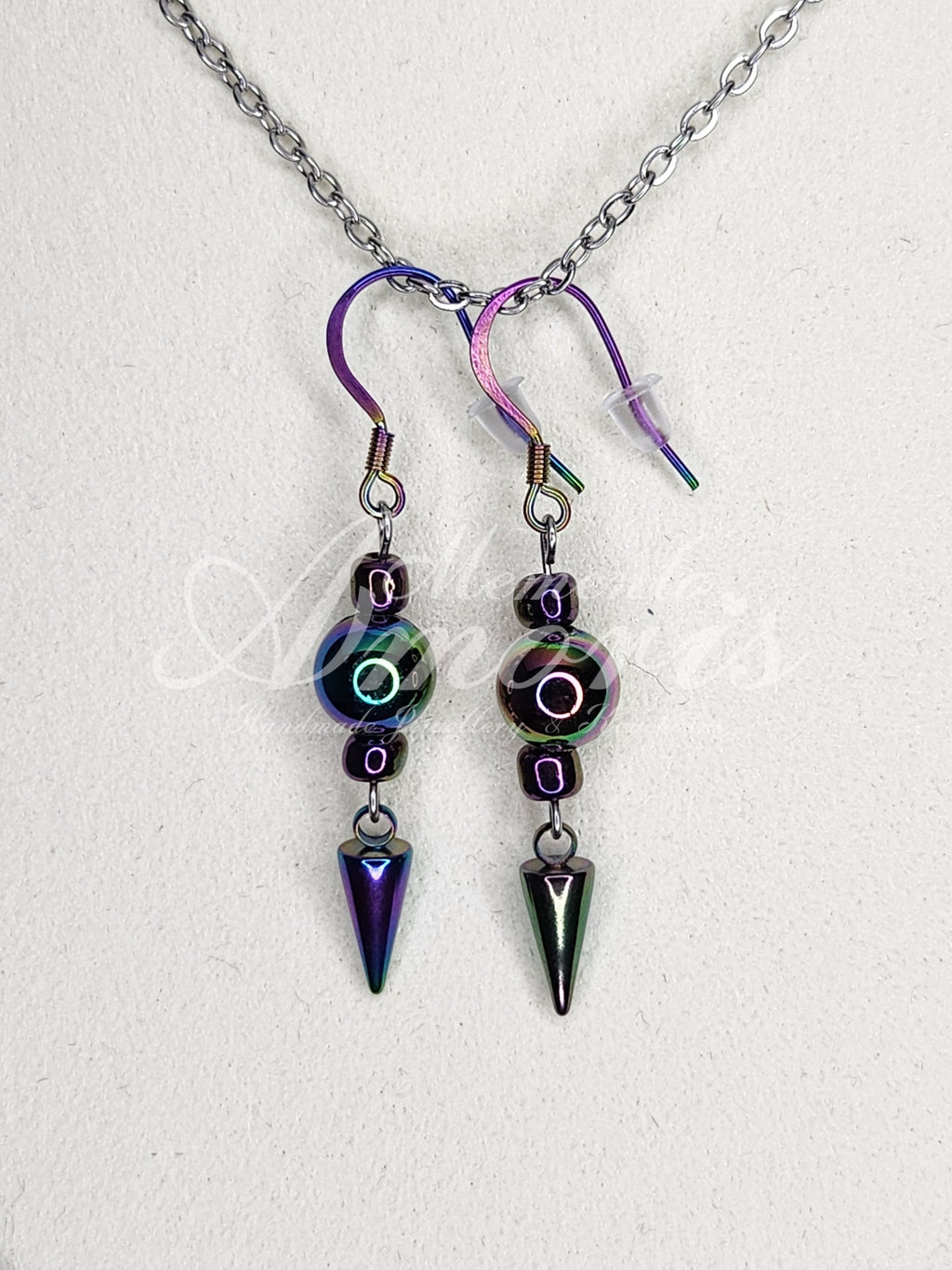 Beaded Spike Earrings in rainbow