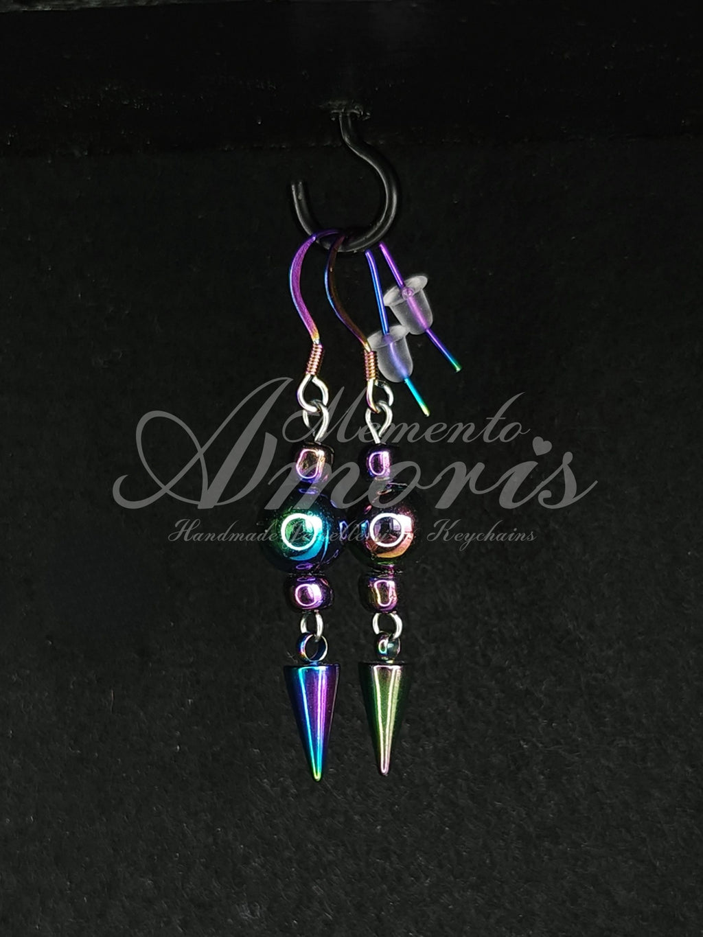 Beaded Spike Earrings in rainbow