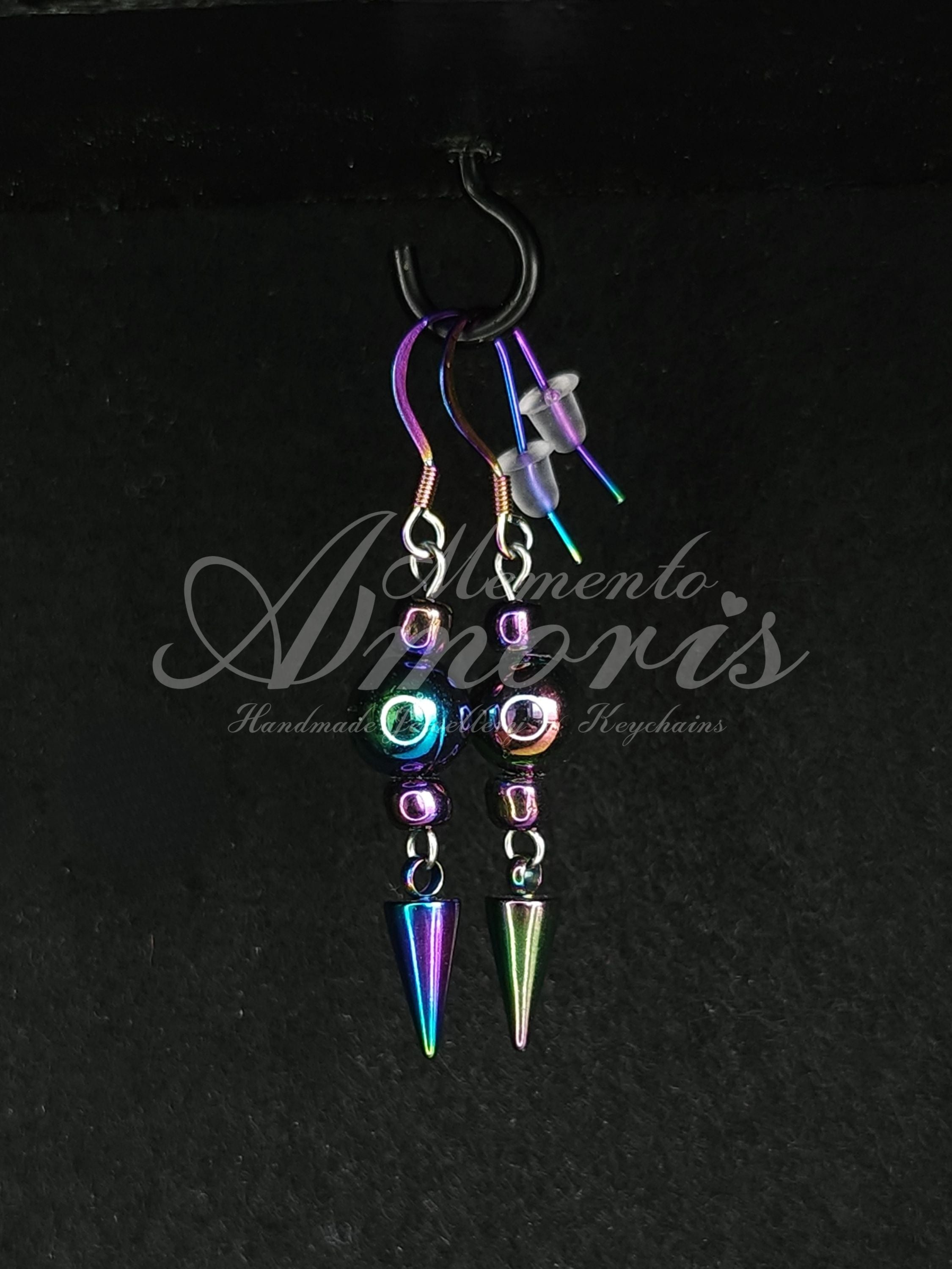 Beaded Spike Earrings in rainbow