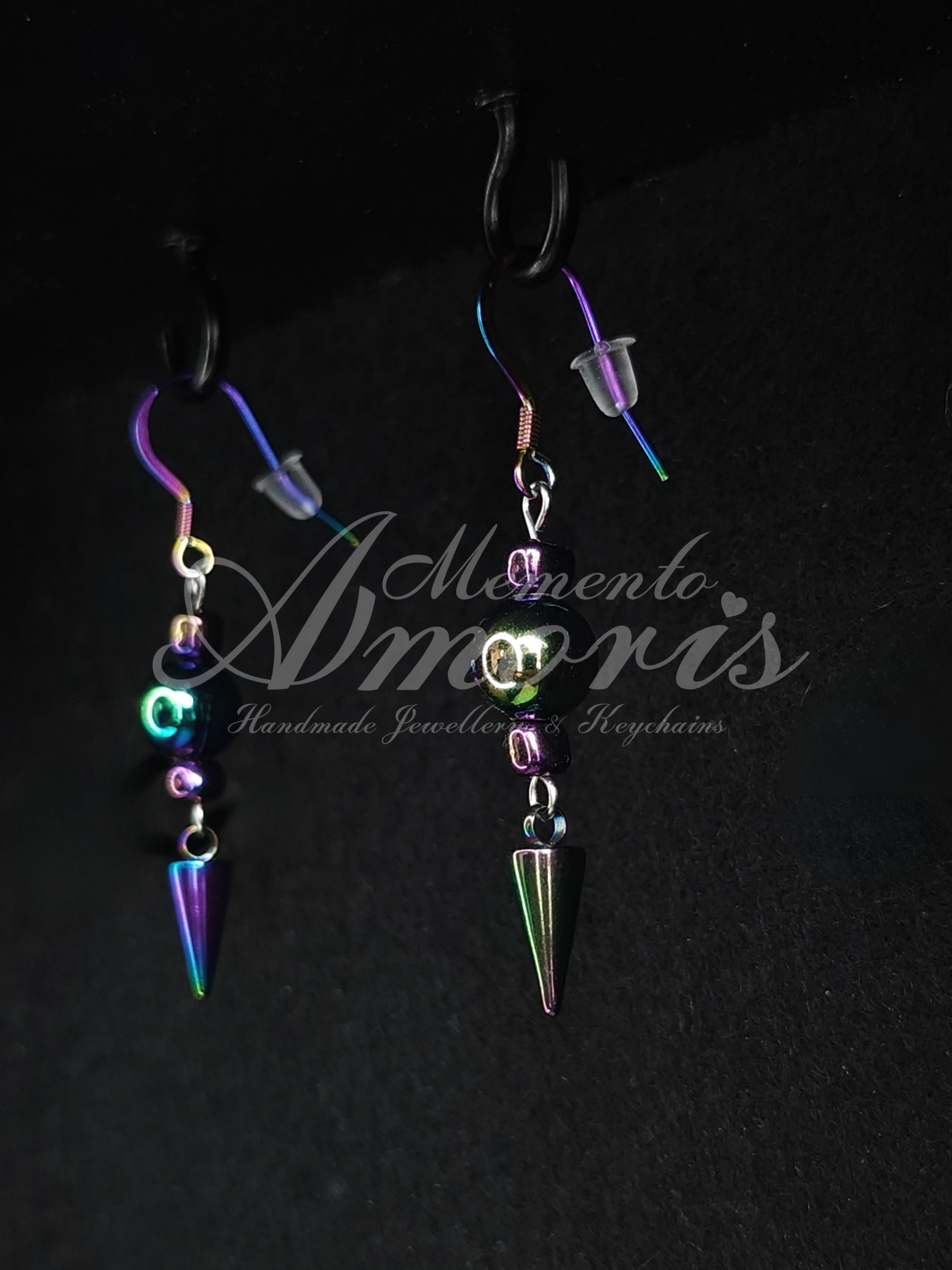 Beaded Spike Earrings in rainbow