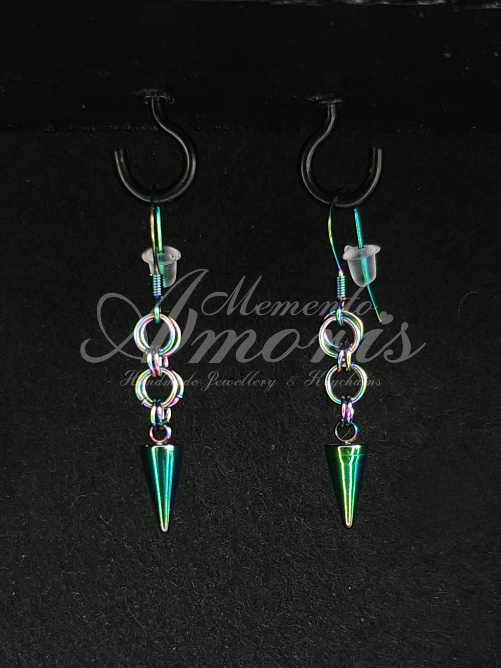 Chained Spike Earrings in rainbow