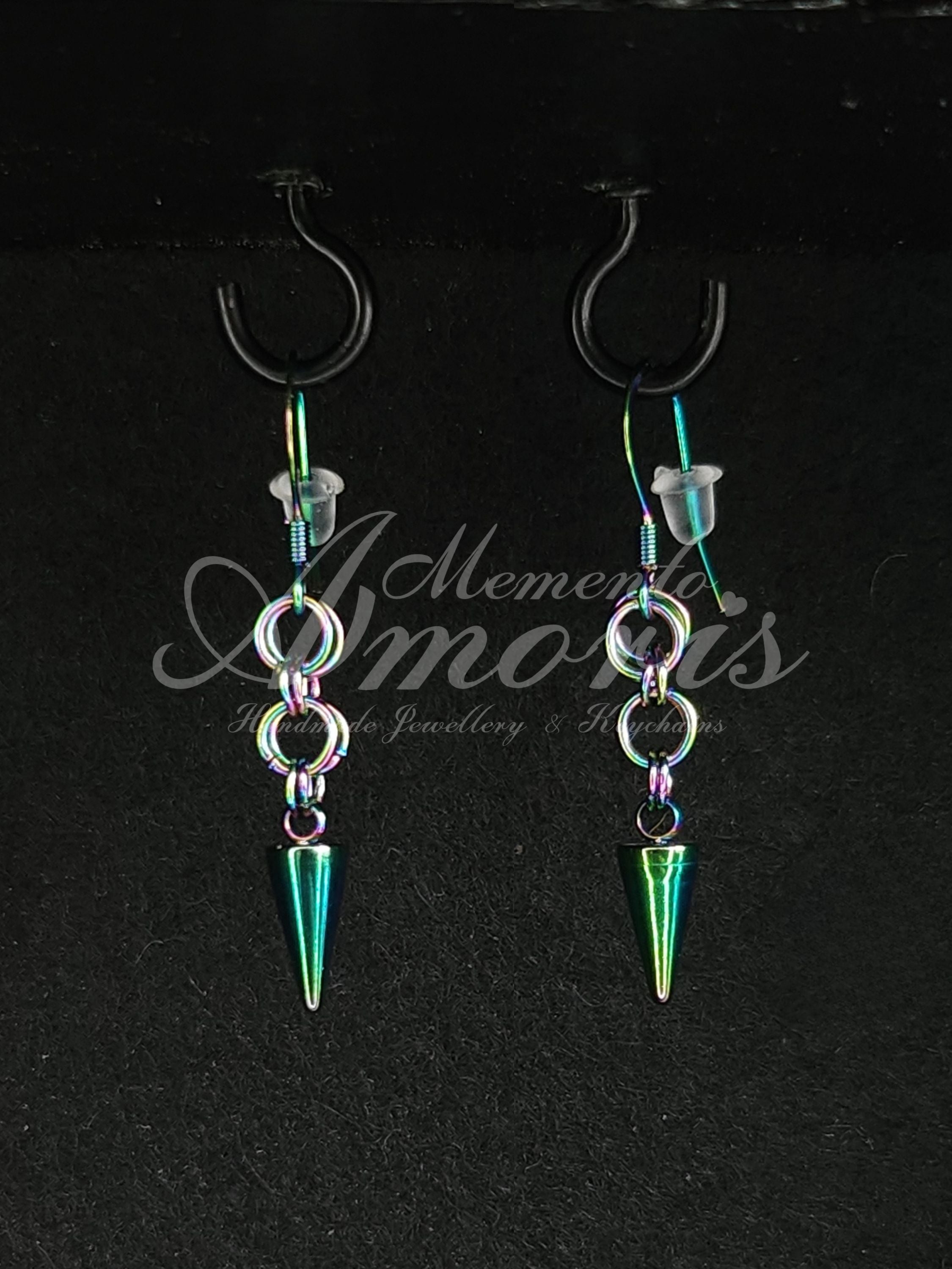 Chained Spike Earrings in rainbow