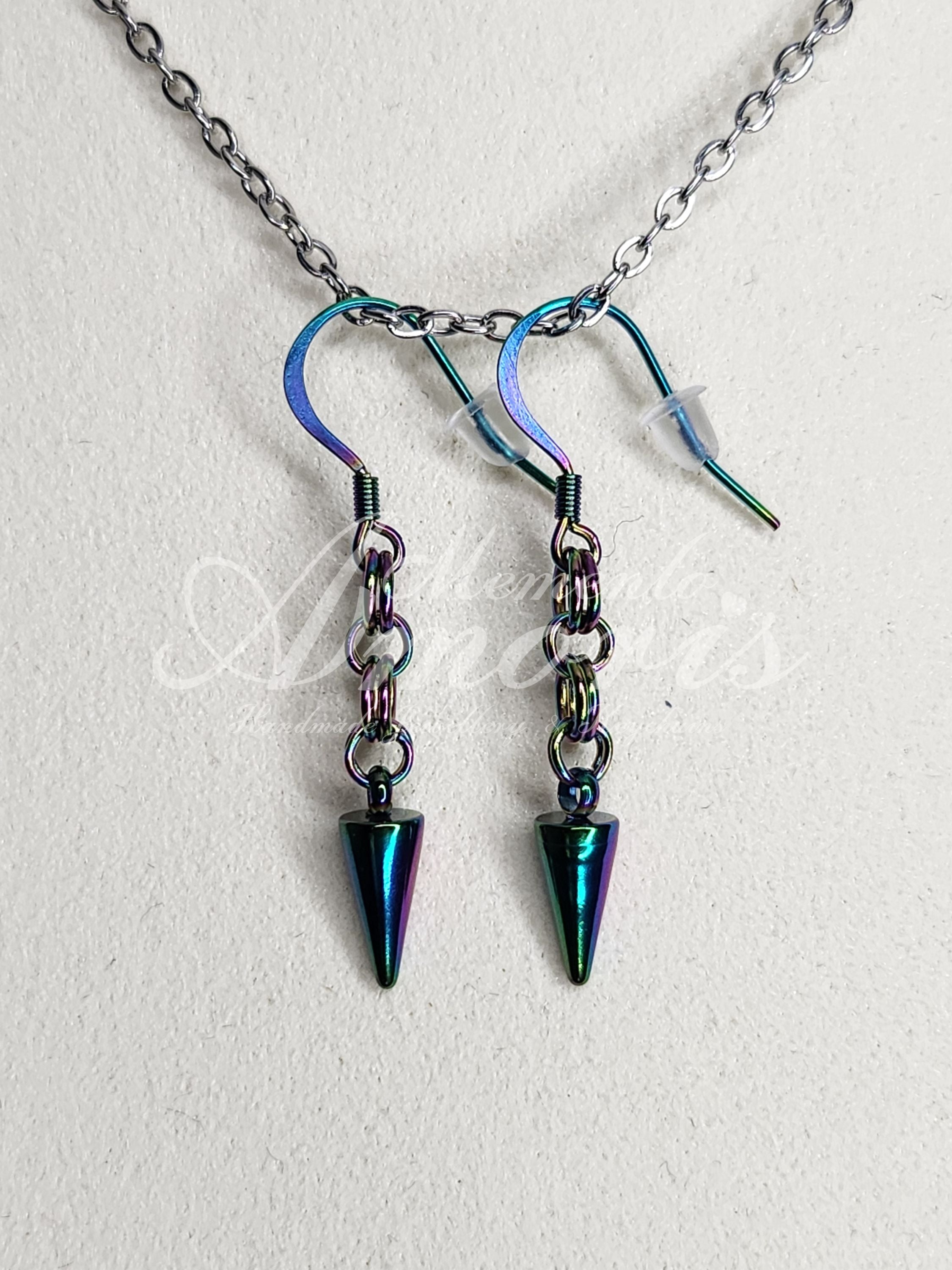 Chained Spike Earrings in rainbow
