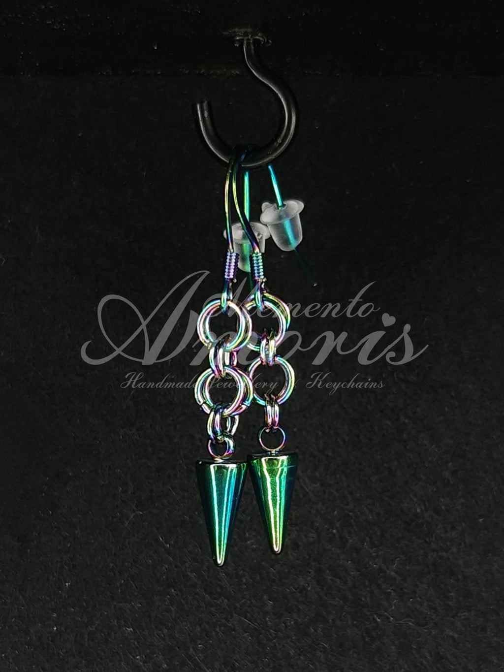 Chained Spike Earrings in rainbow