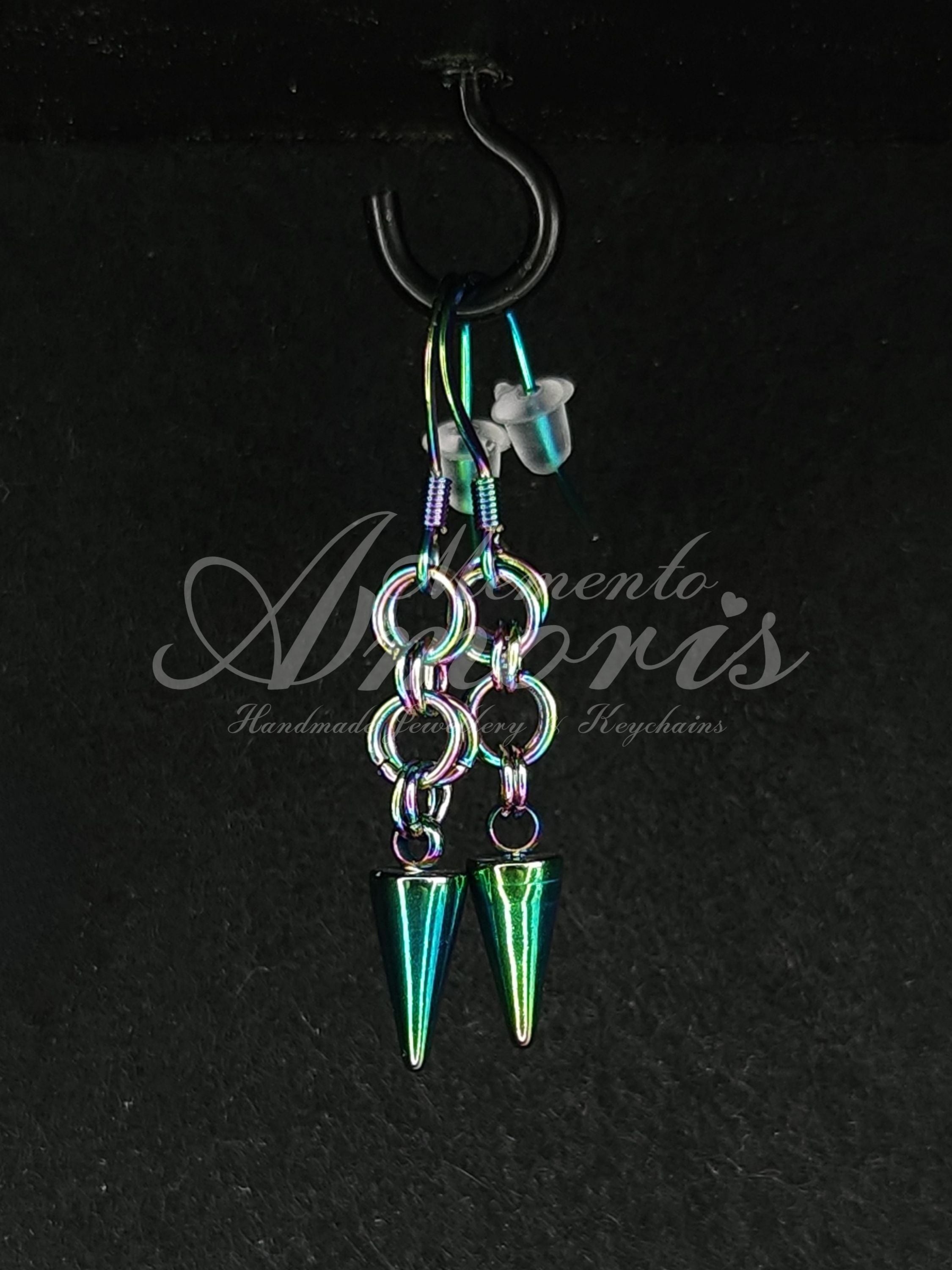Chained Spike Earrings in rainbow