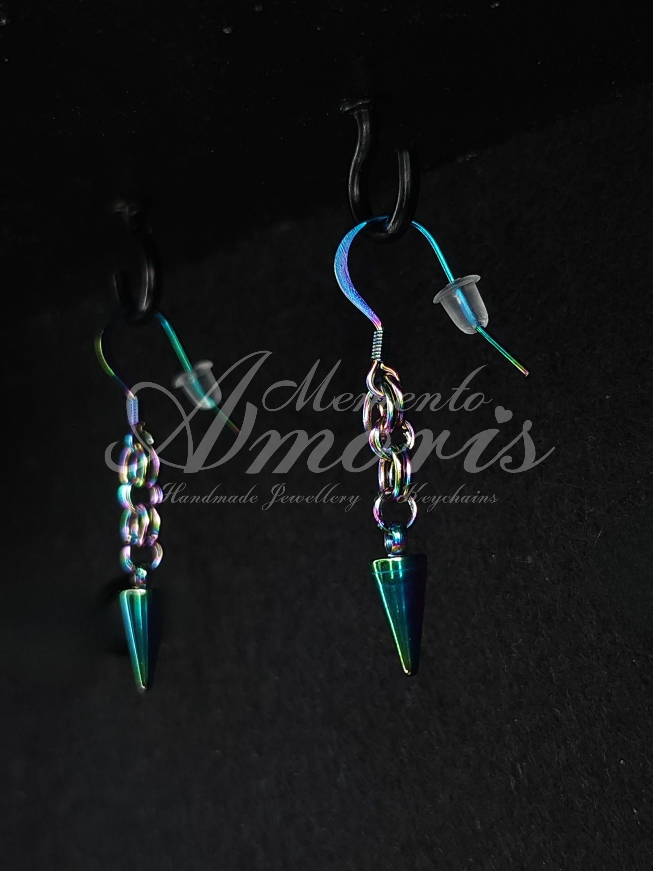 Chained Spike Earrings in rainbow