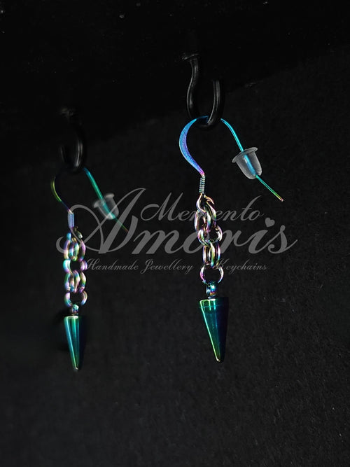Chained Spike Earrings in rainbow