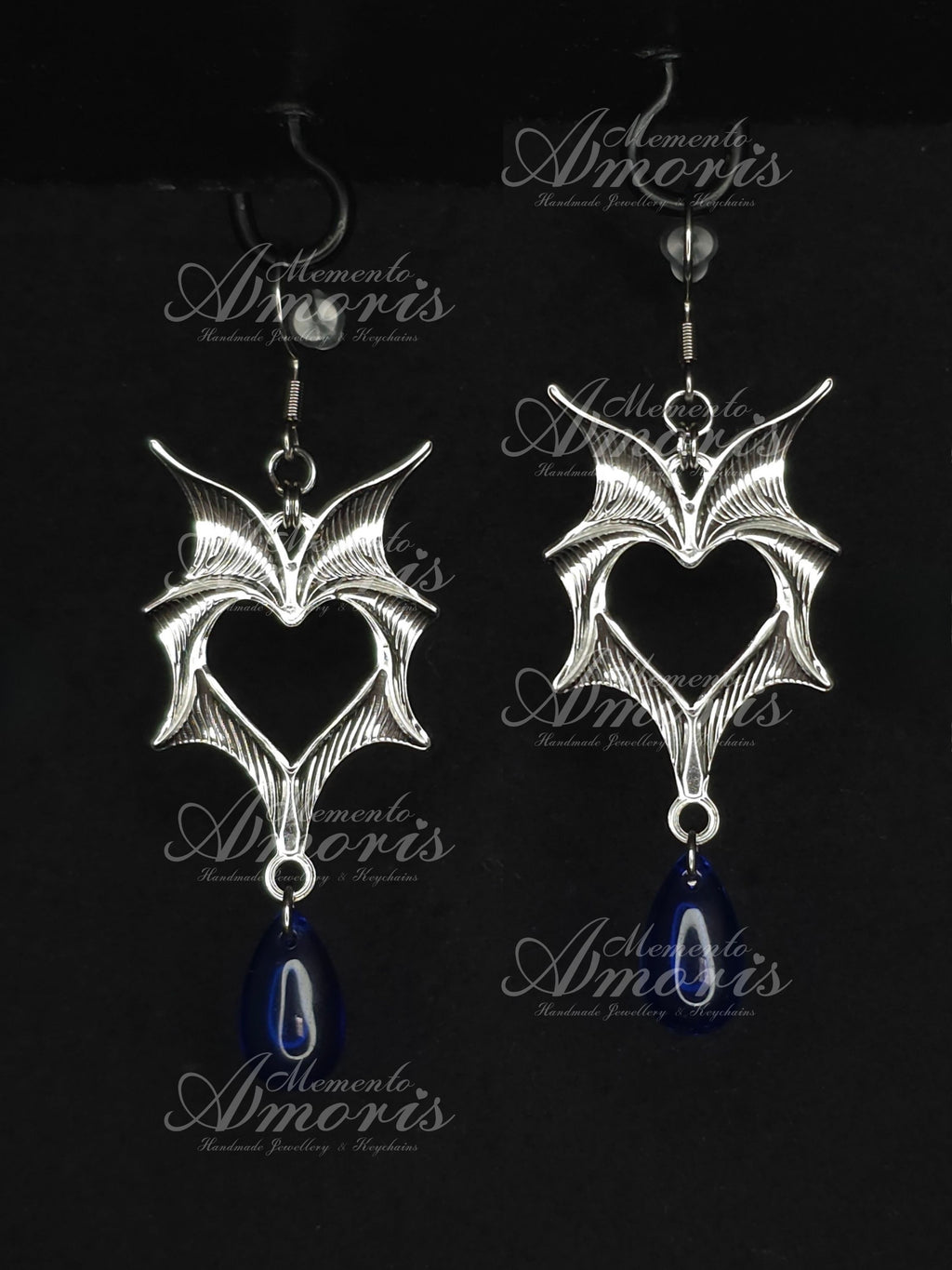 Wicked Drop Earrings in silver, blue