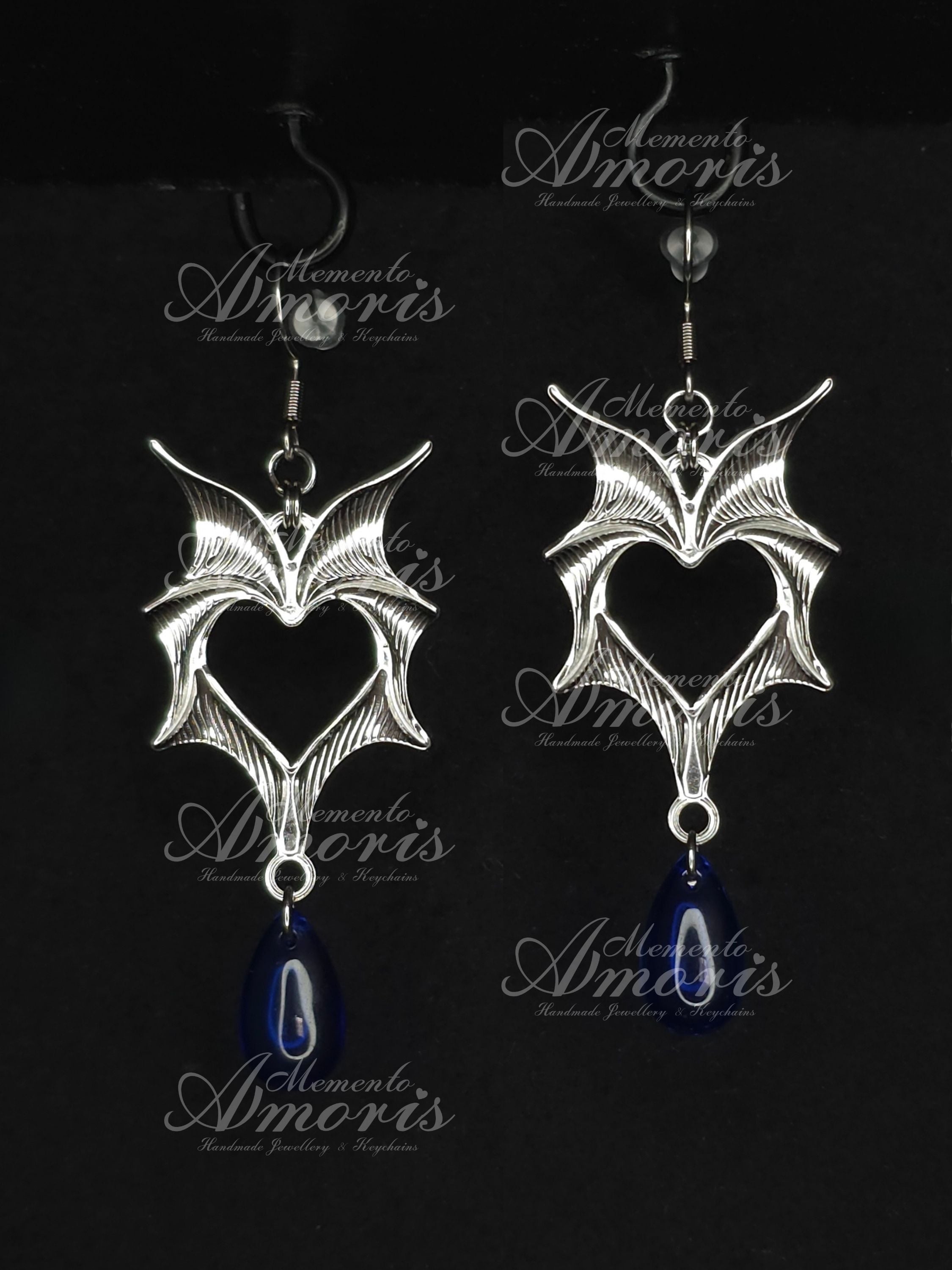 Wicked Drop Earrings in silver, blue