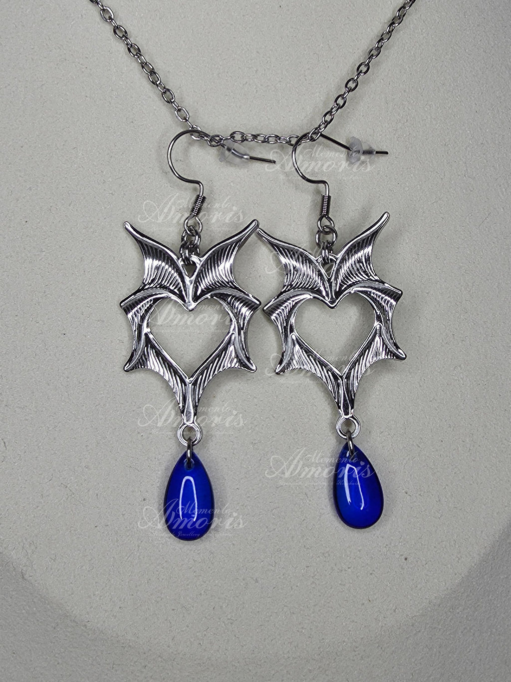 Wicked Drop Earrings in silver, blue