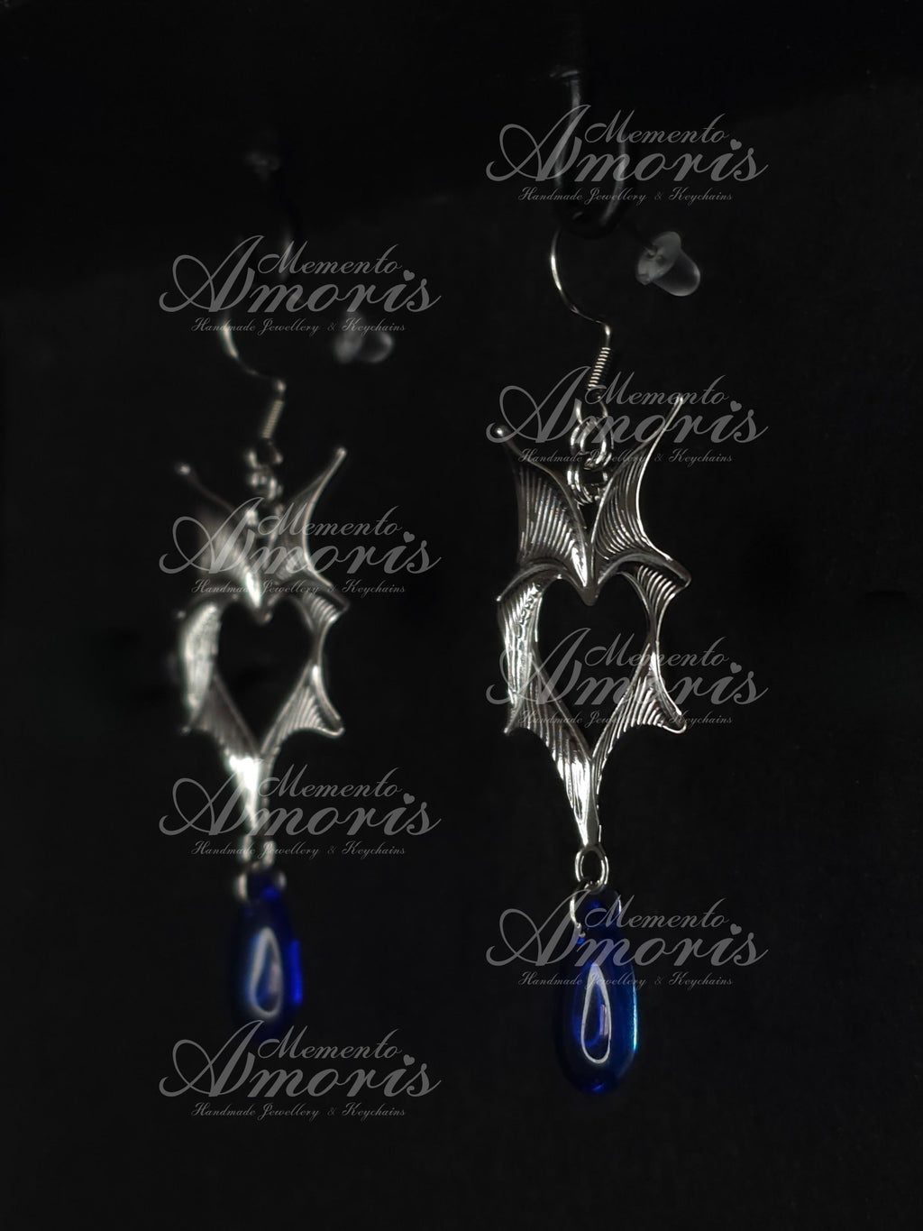 Wicked Drop Earrings in silver, blue