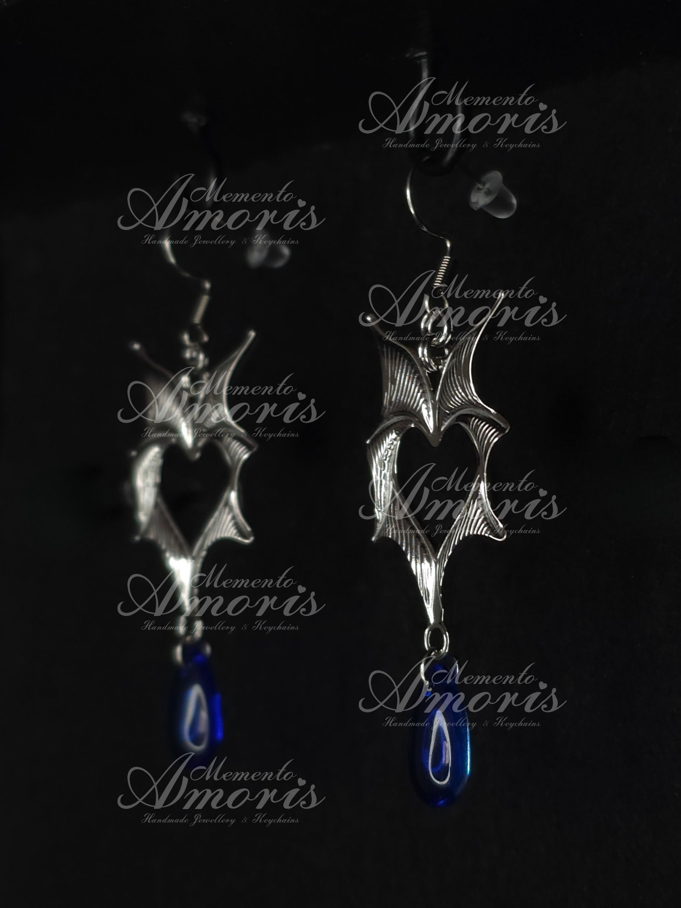 Wicked Drop Earrings in silver, blue
