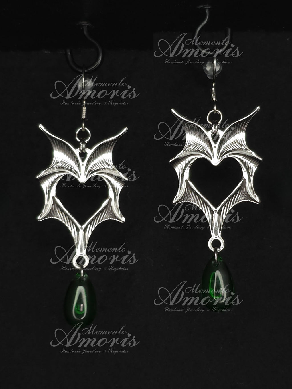 Wicked Drop Earrings in silver, green