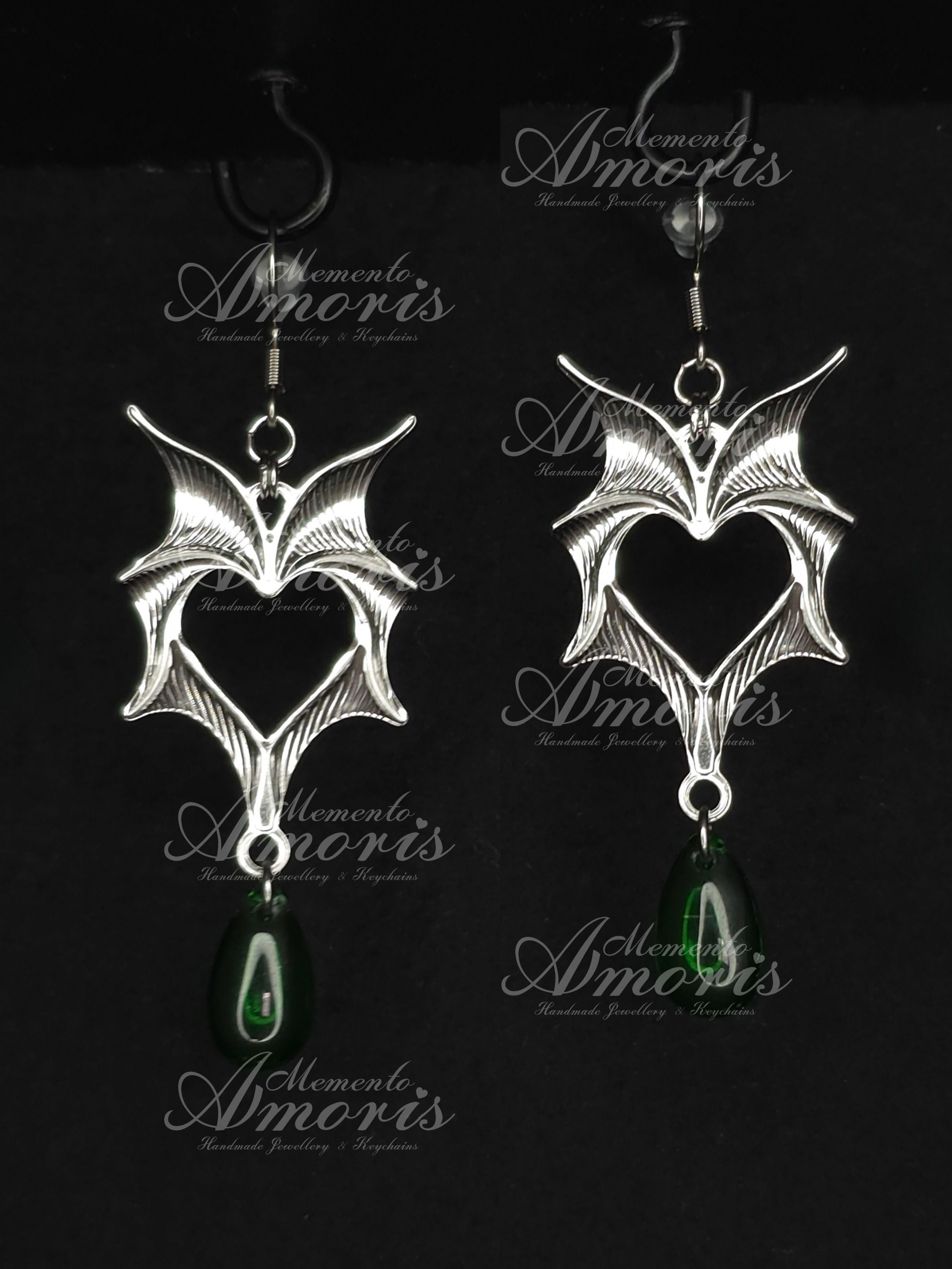 Wicked Drop Earrings in silver, green