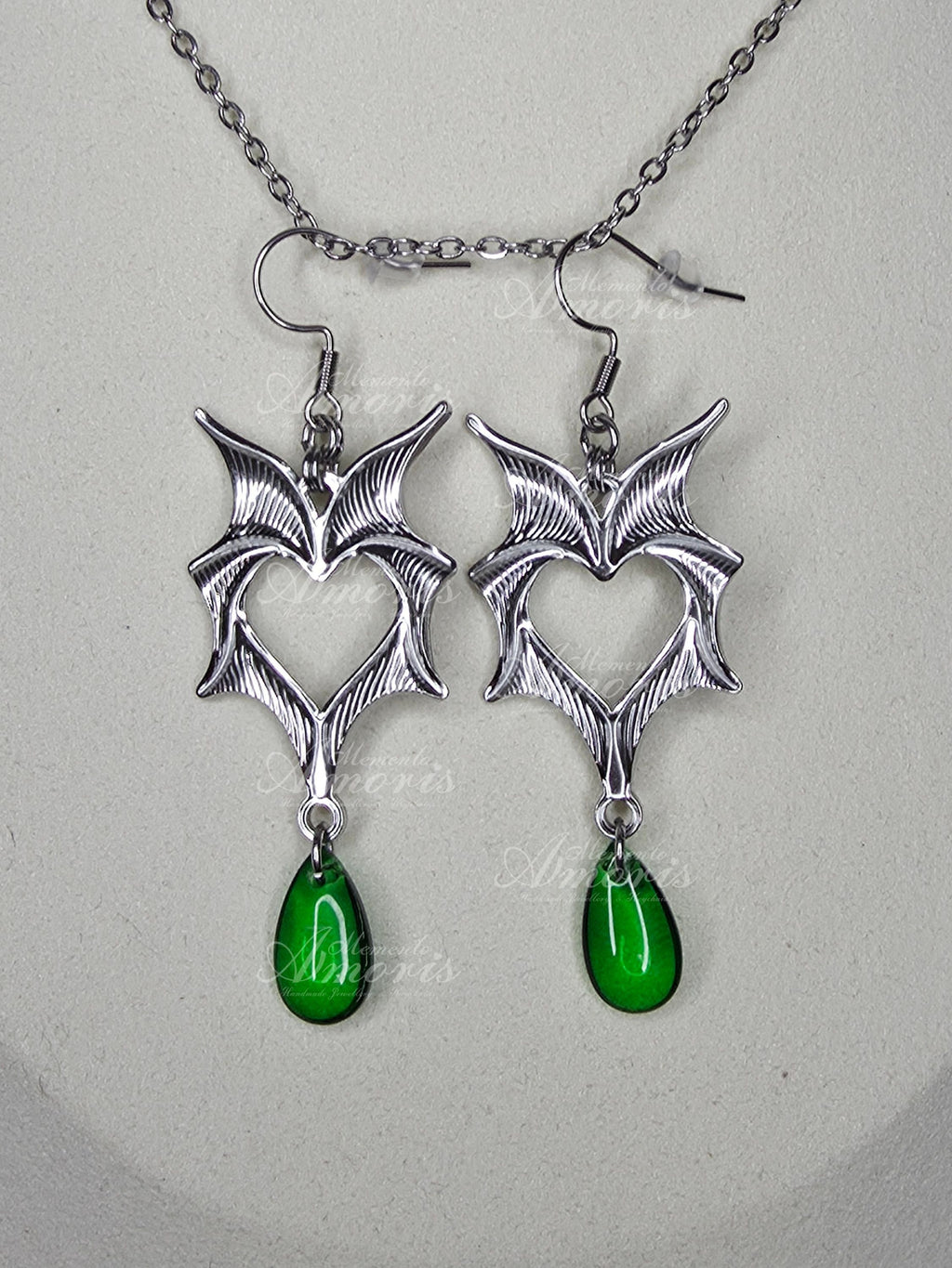 Wicked Drop Earrings in silver, green