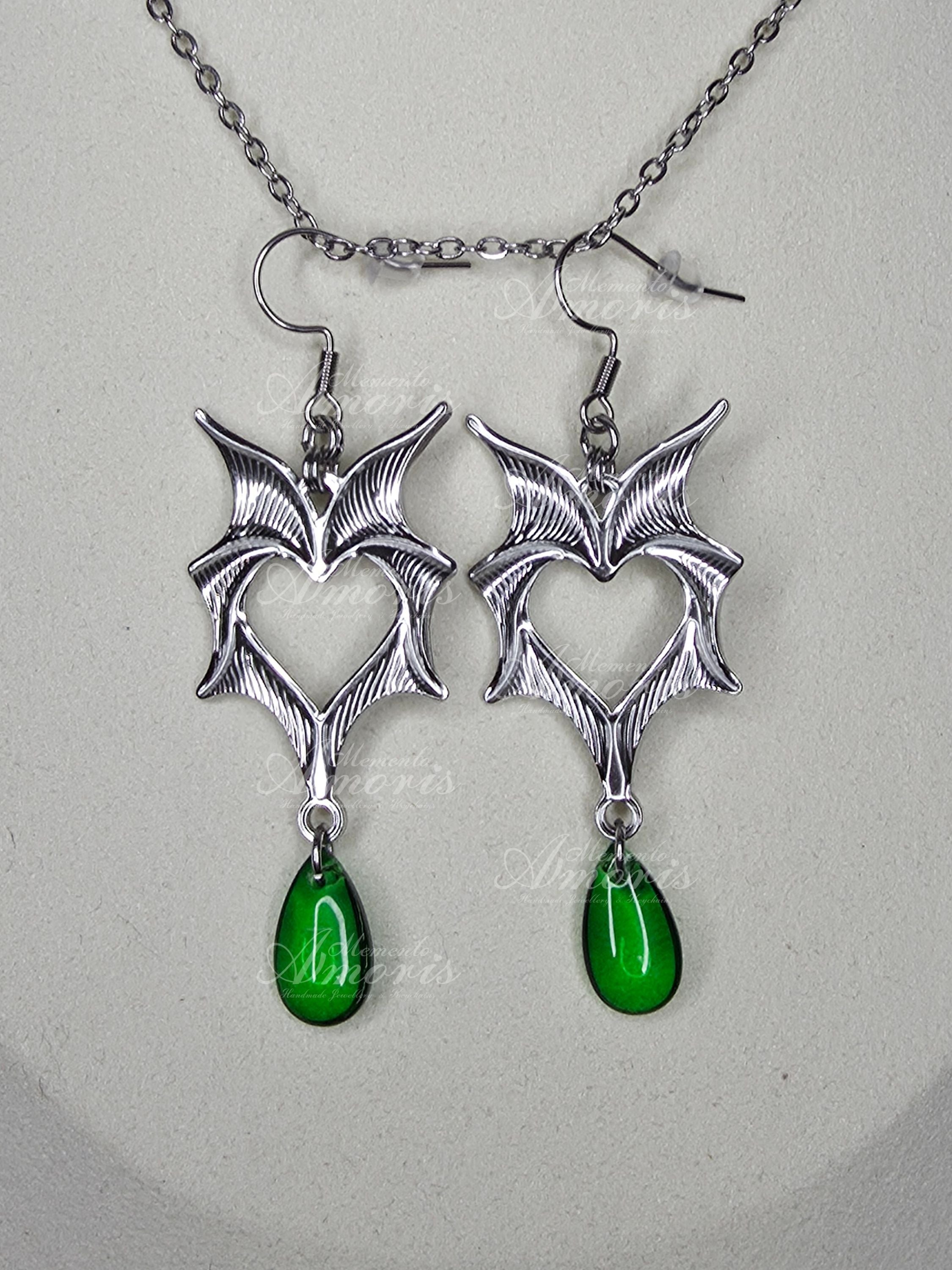 Wicked Drop Earrings in silver, green