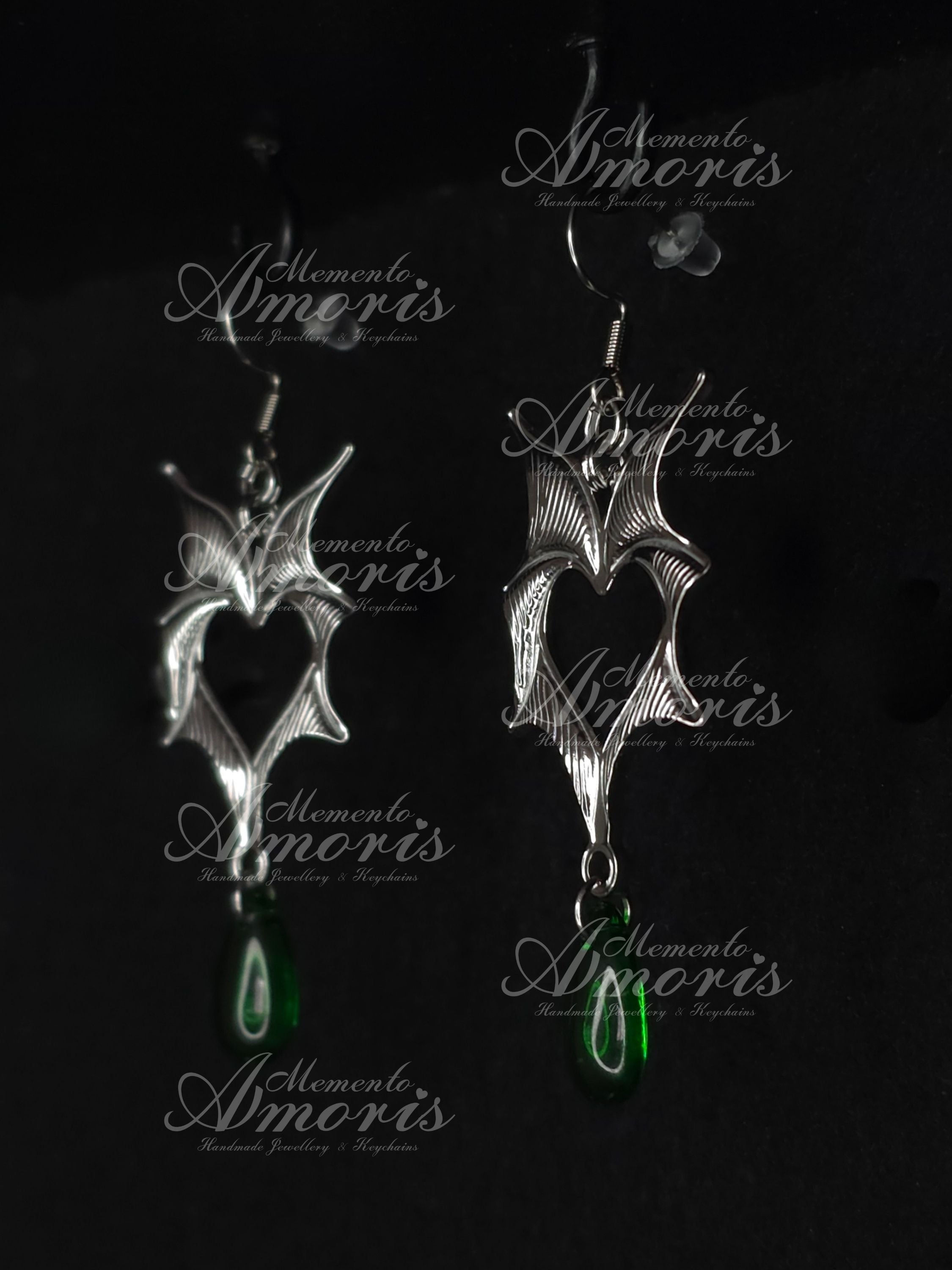 Wicked Drop Earrings in silver, green