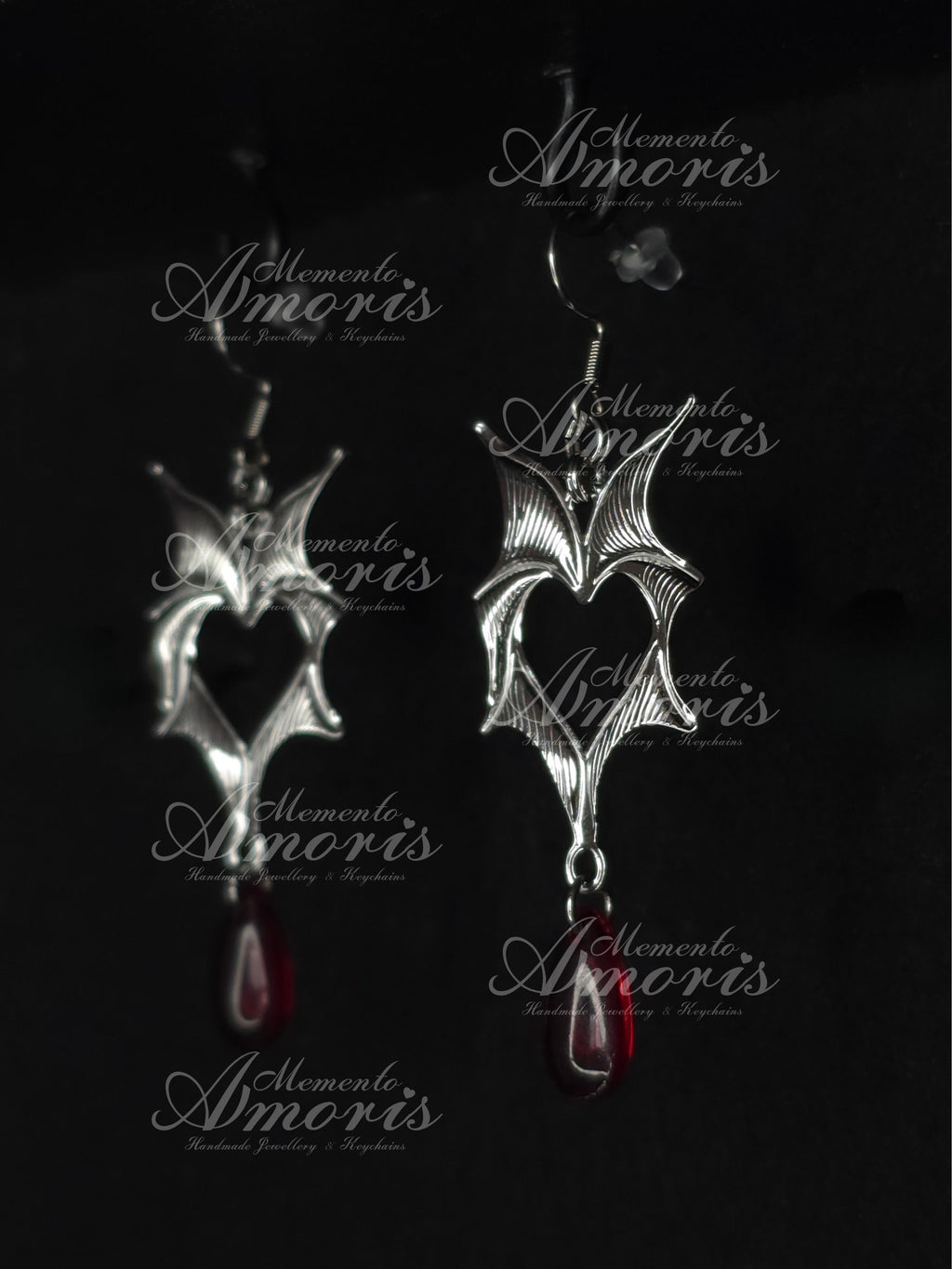 Wicked Drop Earrings in silver, red
