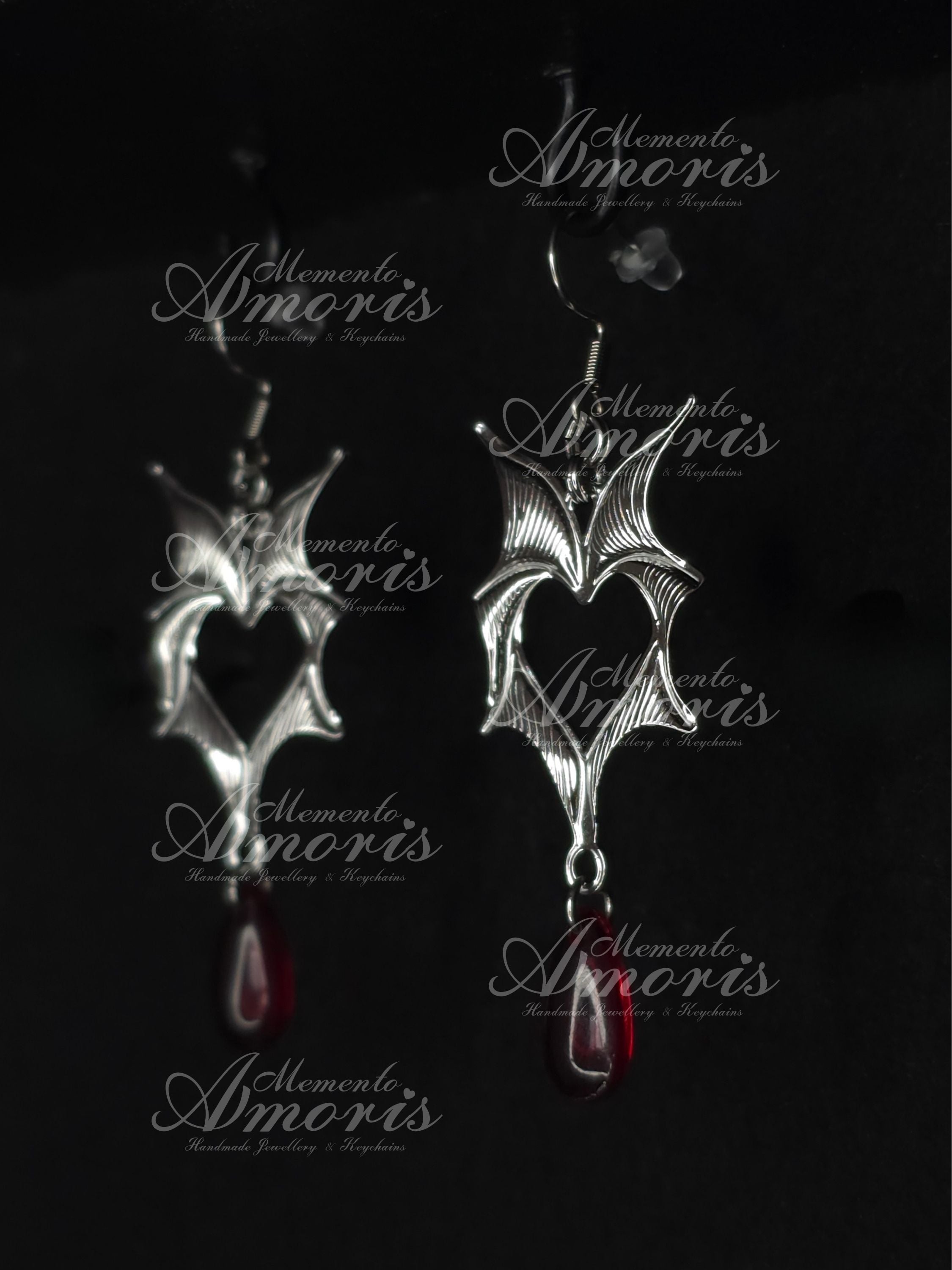 Wicked Drop Earrings in silver, red