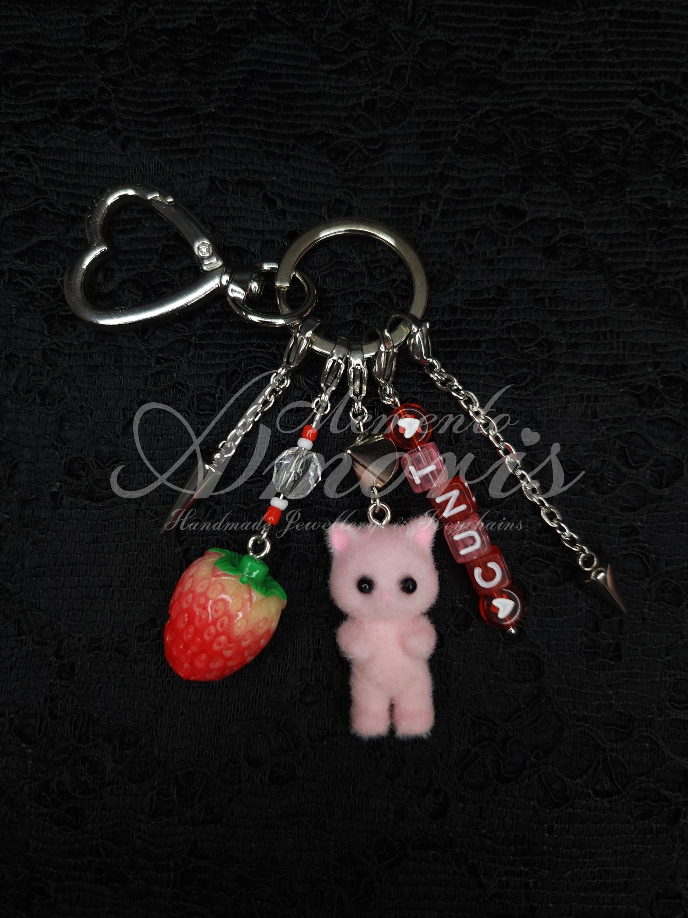 Cunt Strawberry Cat Keychain