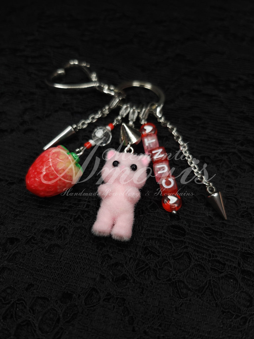 Cunt Strawberry Cat Keychain