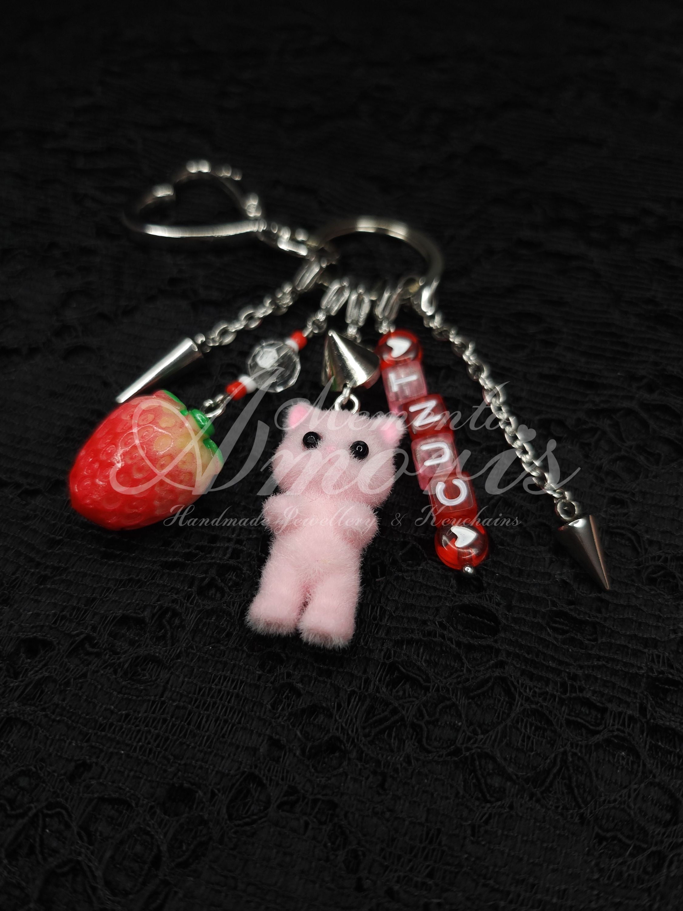 Cunt Strawberry Cat Keychain