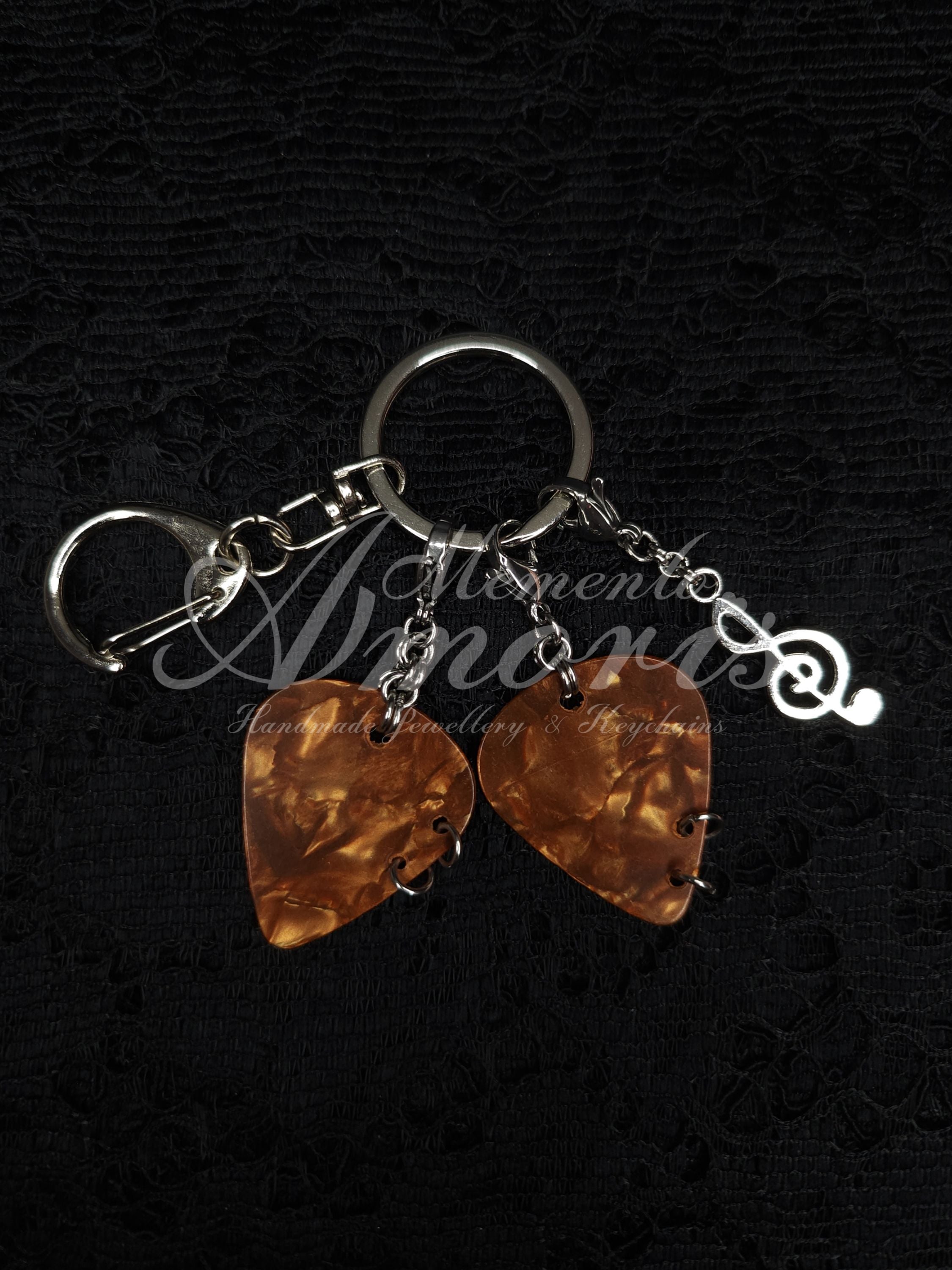 Musical Plectrum Keychain in dark brown