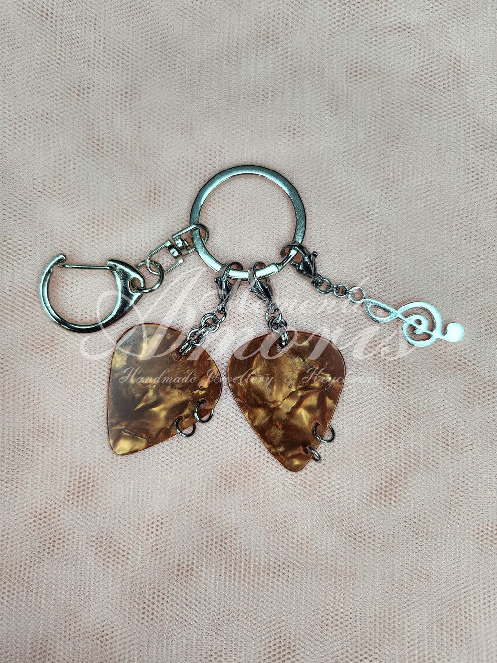 Musical Plectrum Keychain in dark brown